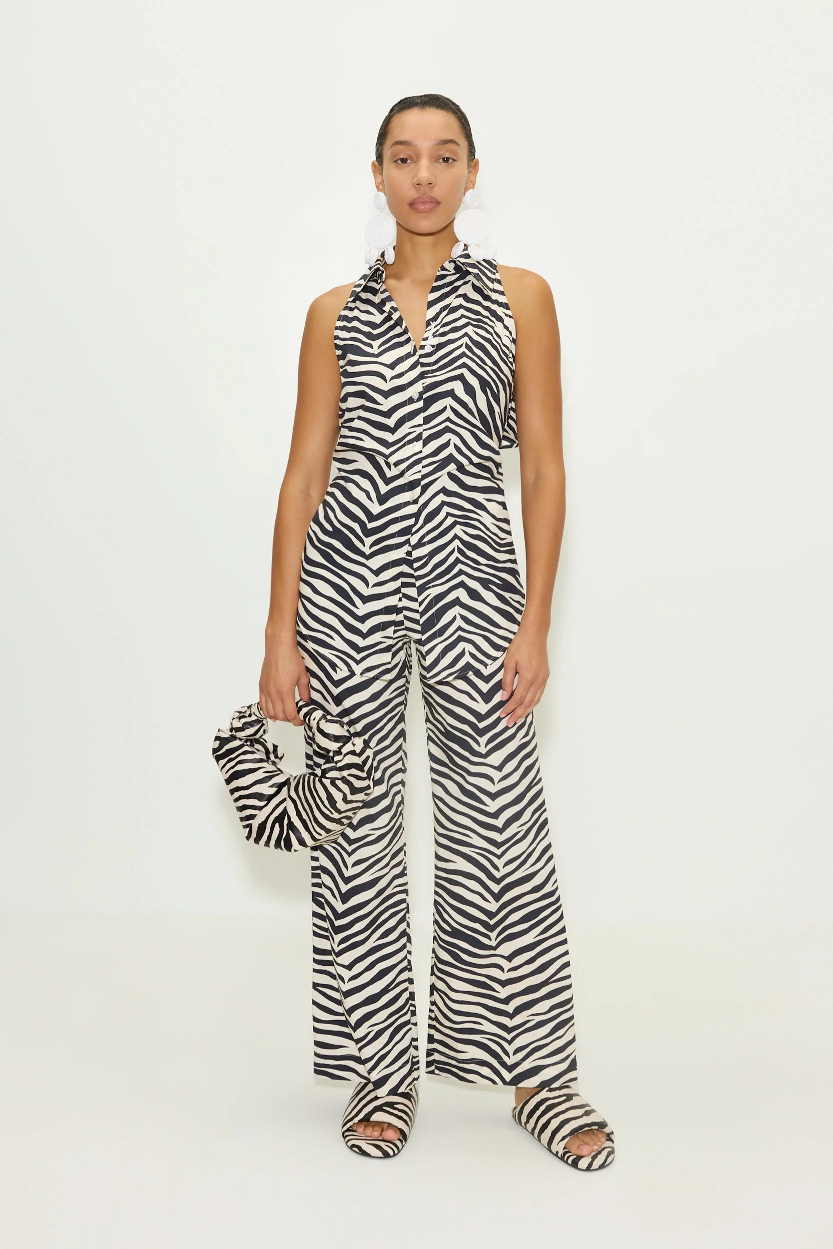 Simon Miller Loch Sleeveless Poplin Button Up - Zebra Print - Image 4