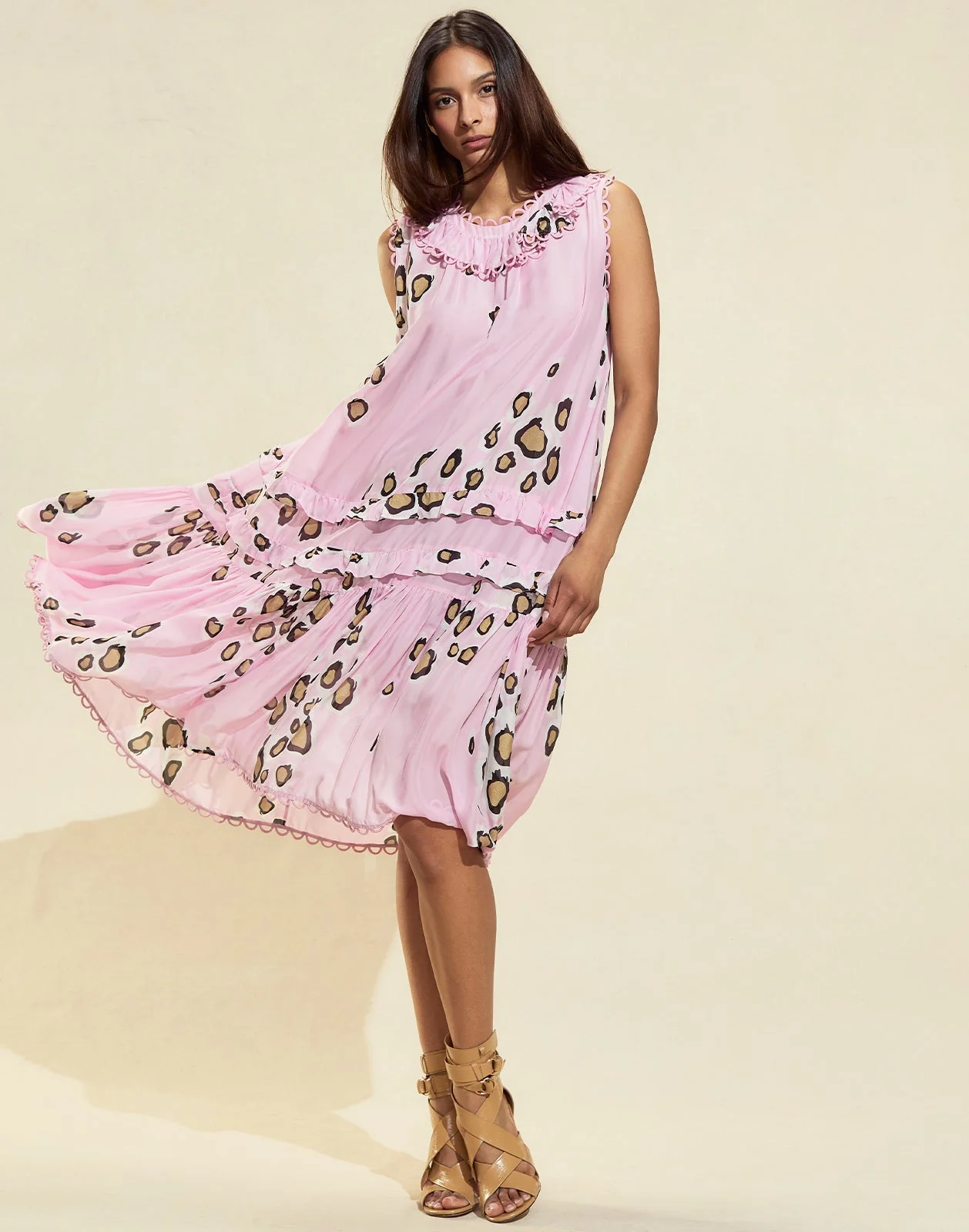 Cynthia Rowley Amalfi Sleeveless Midi Dress - Pink/Gold - Image 2