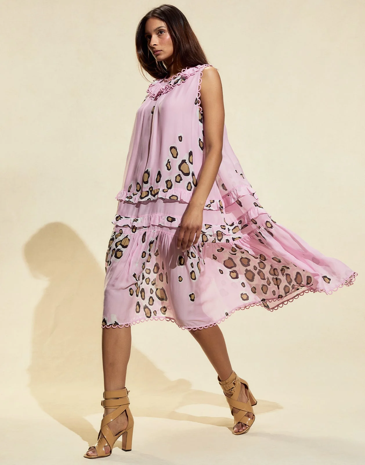 Cynthia Rowley Amalfi Sleeveless Midi Dress - Pink/Gold - Image 6