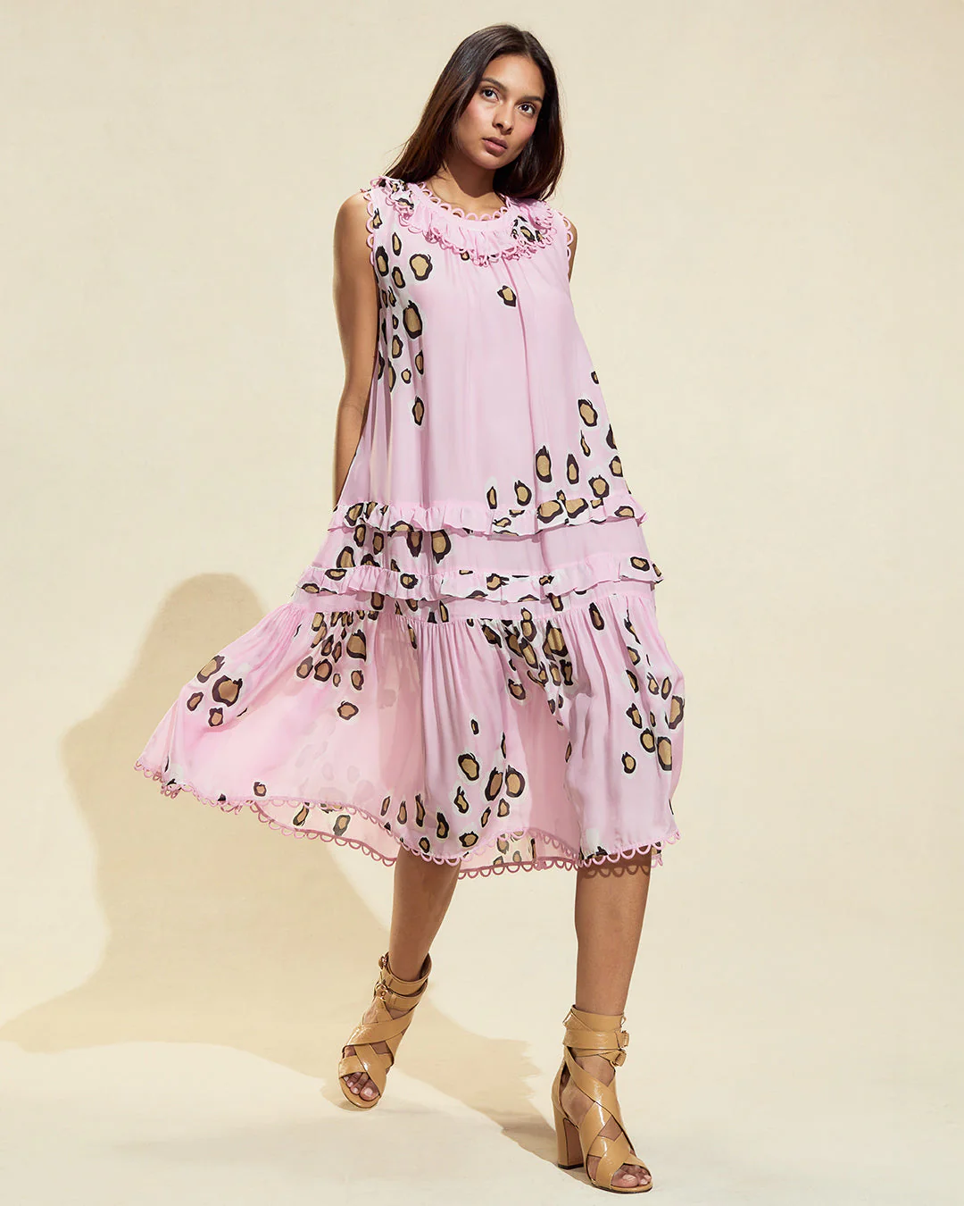 Cynthia Rowley Amalfi Sleeveless Midi Dress - Pink/Gold - Image 7