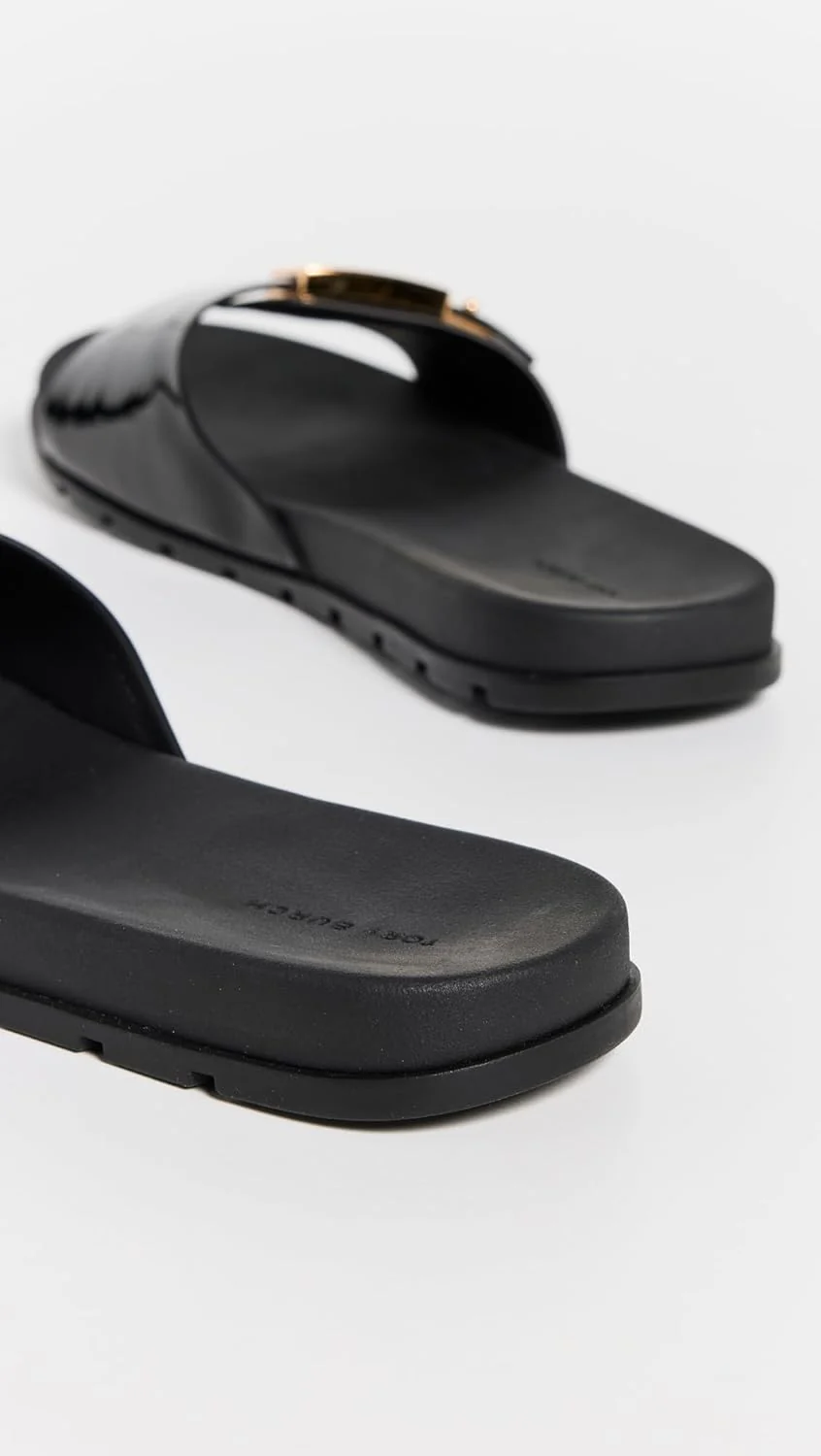 Tory Burch Buckle Slides - Perfect Black/Gold - Image 3