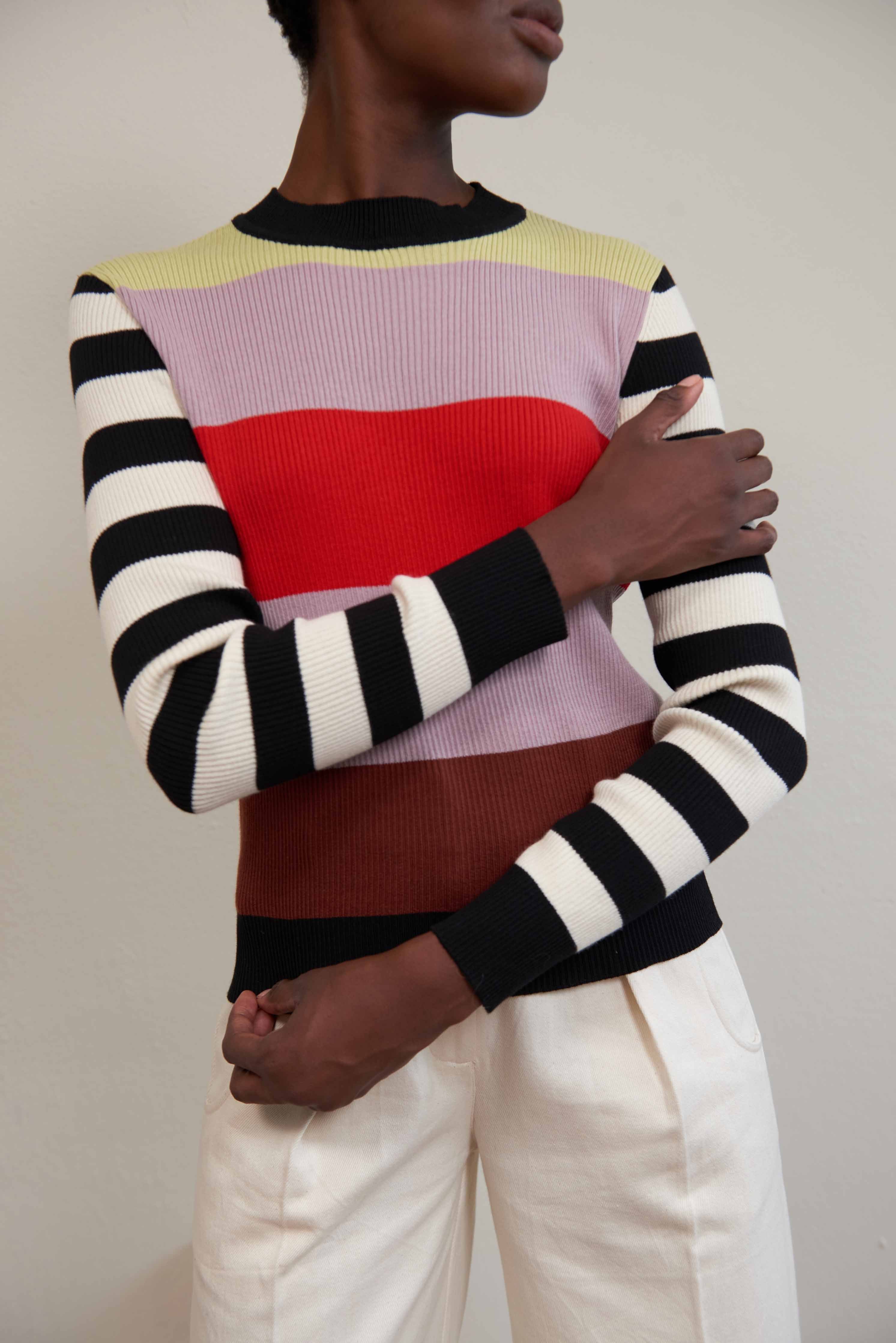 Maria Stanley Maizy Ribbed Pullover - Stripe - Image 2