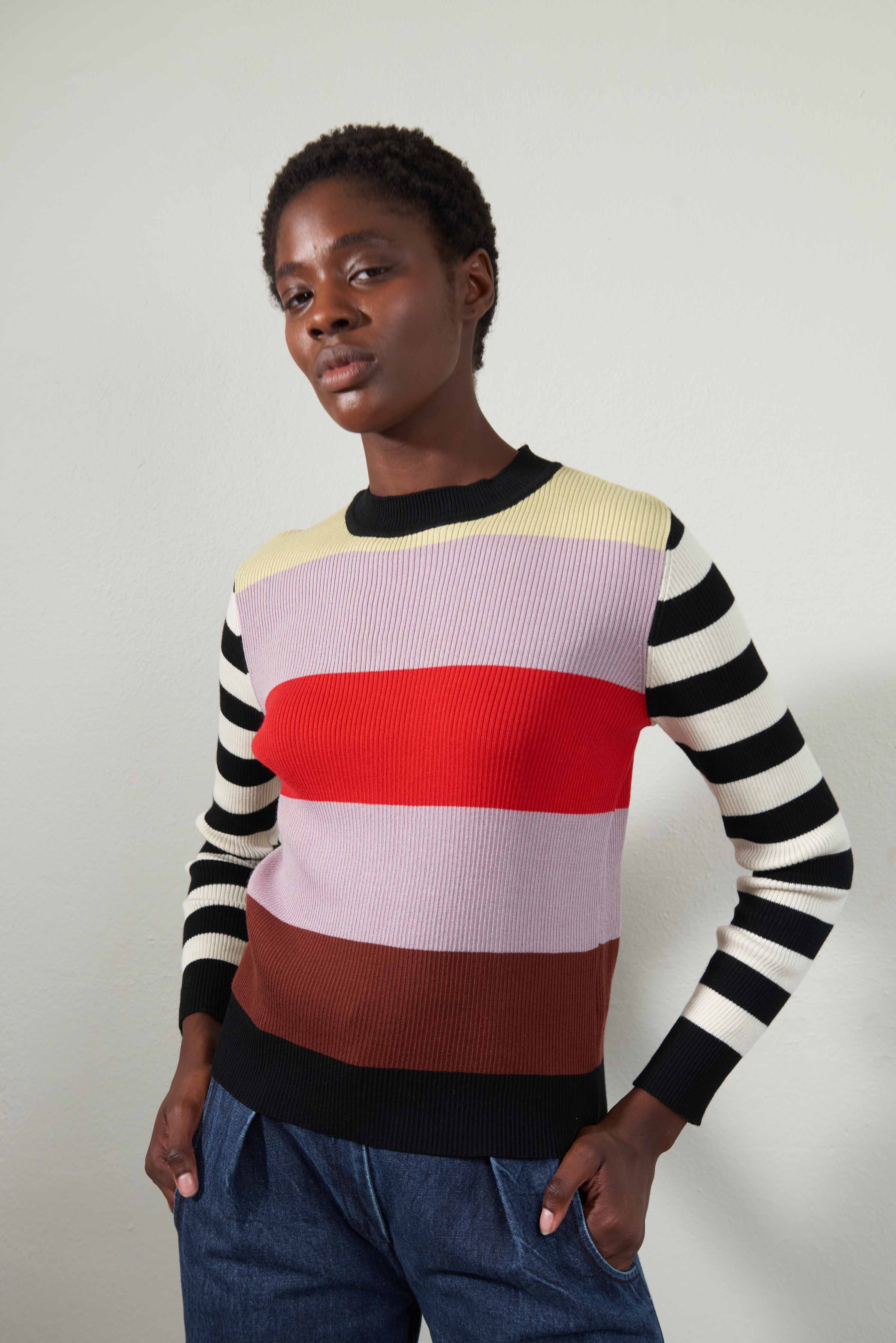Maria Stanley Maizy Ribbed Pullover - Stripe - Image 4