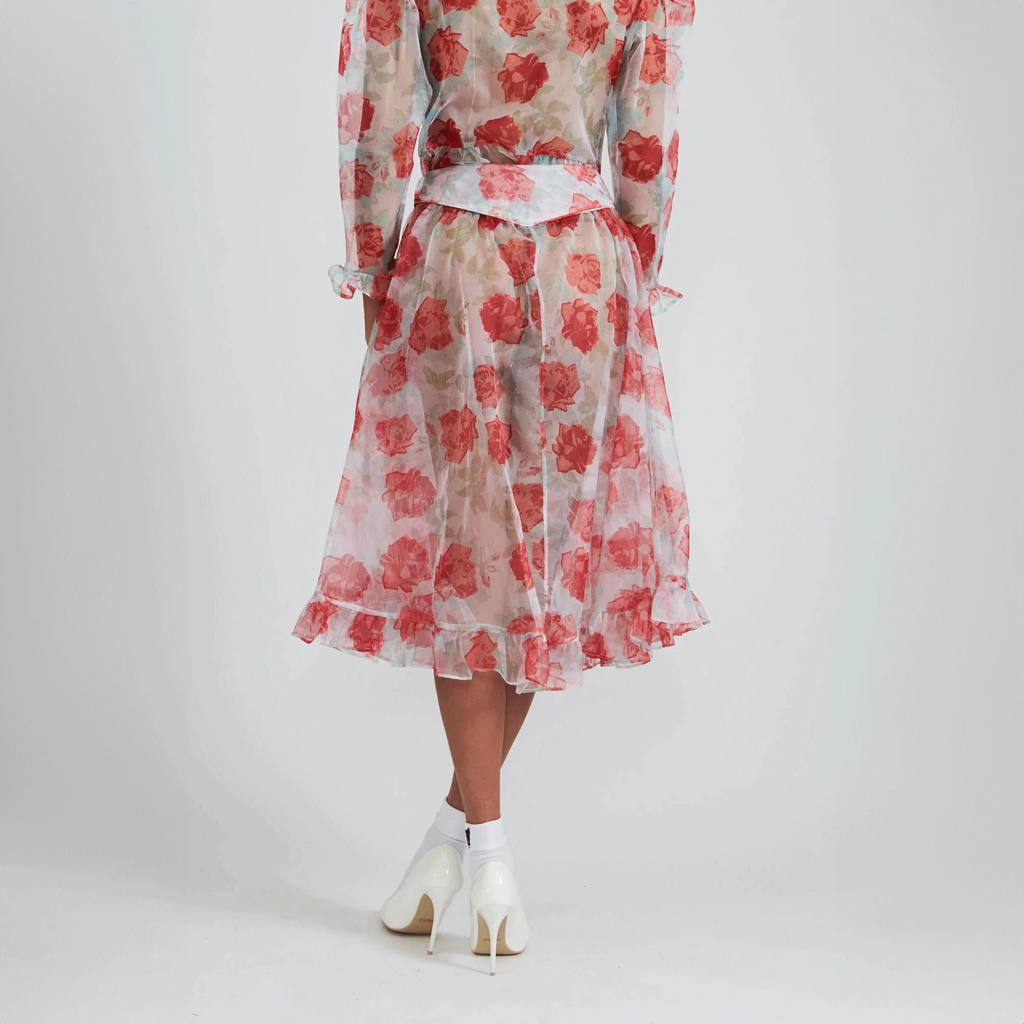 BATSHEVA Ruffle Skirt - Painted Rose Taffeta - Image 4