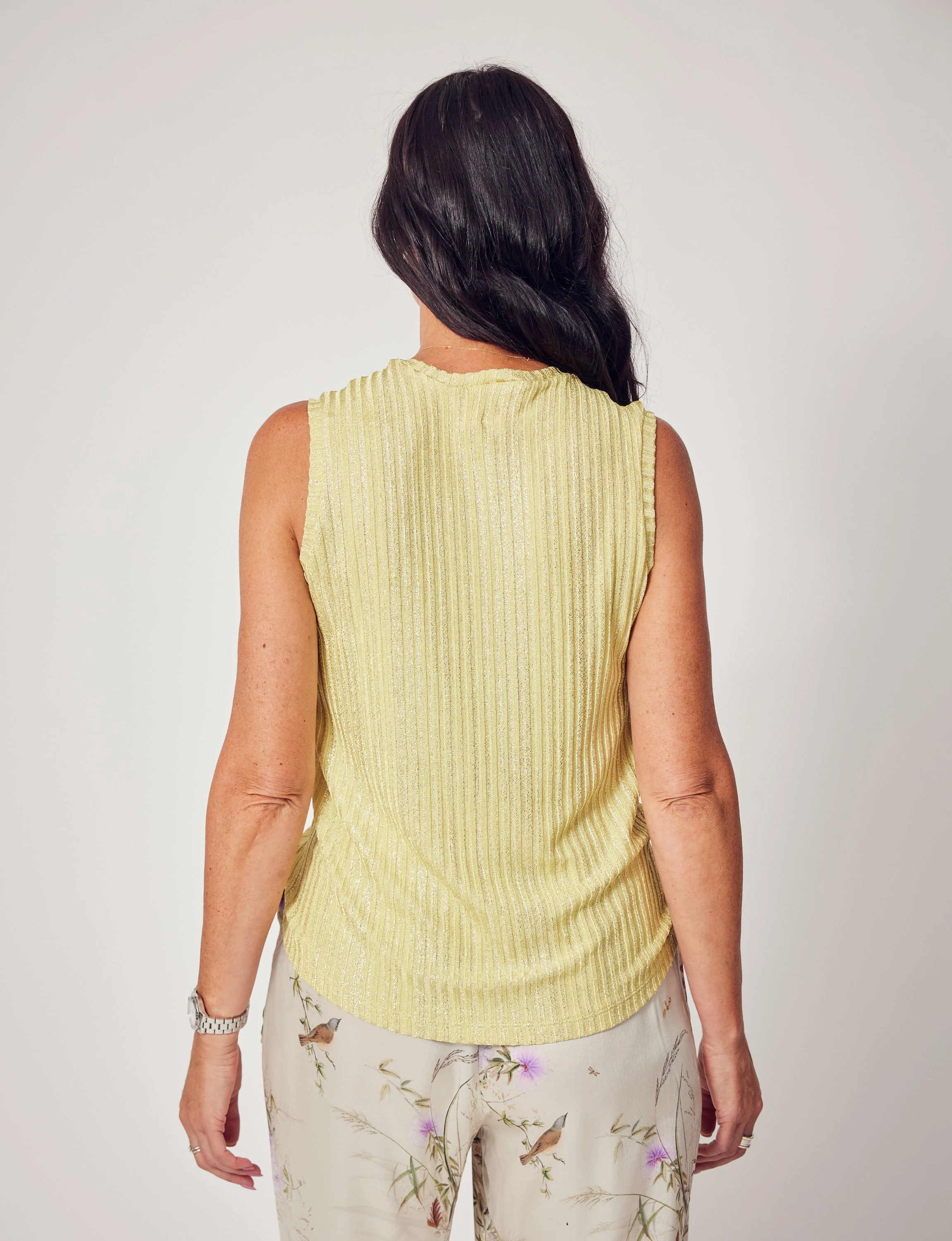 Lindsay Nicholas New York Laura Sleeveless Crewneck Top - Sunflower Shimmer - Image 5