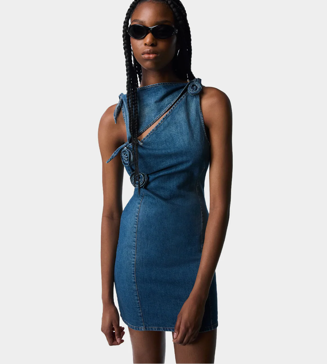 Coperni Denim Flower Mini Dress - Blue - Image 2