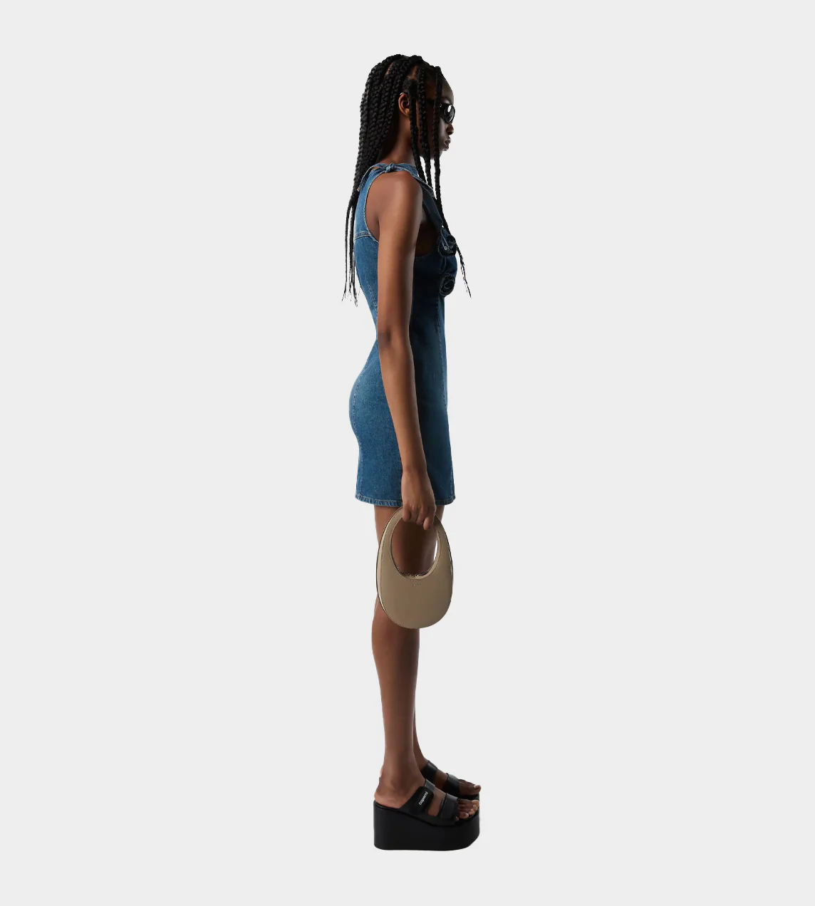 Coperni Denim Flower Mini Dress - Blue - Image 4