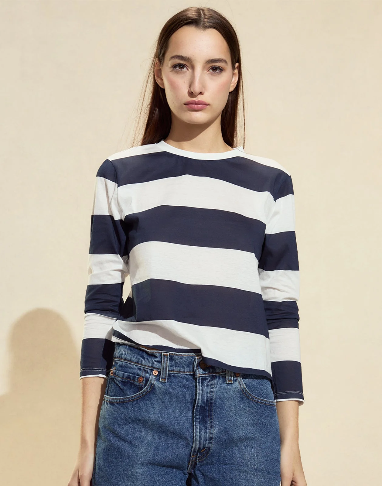 Cynthia Rowley Long Sleeve Everyday Tee - Navy/White - Image 3