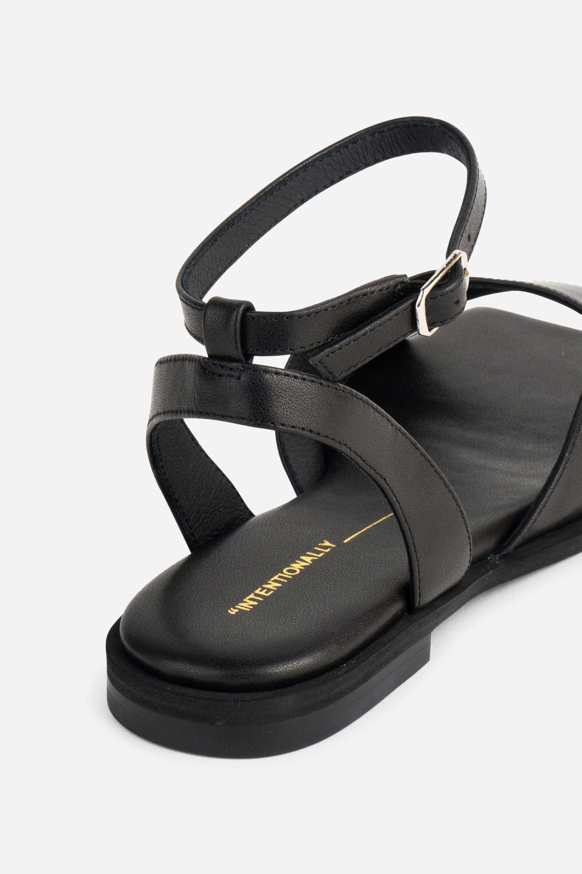 "INTENTIONALLY __________." Dive Leather Square Toe Sandal - Black - Image 4