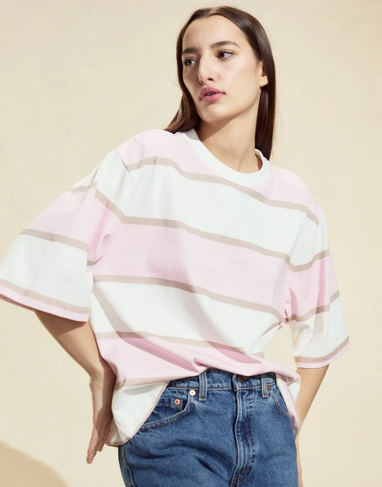 Cynthia Rowley Malibu Striped Tee - Pink/White - Image 2