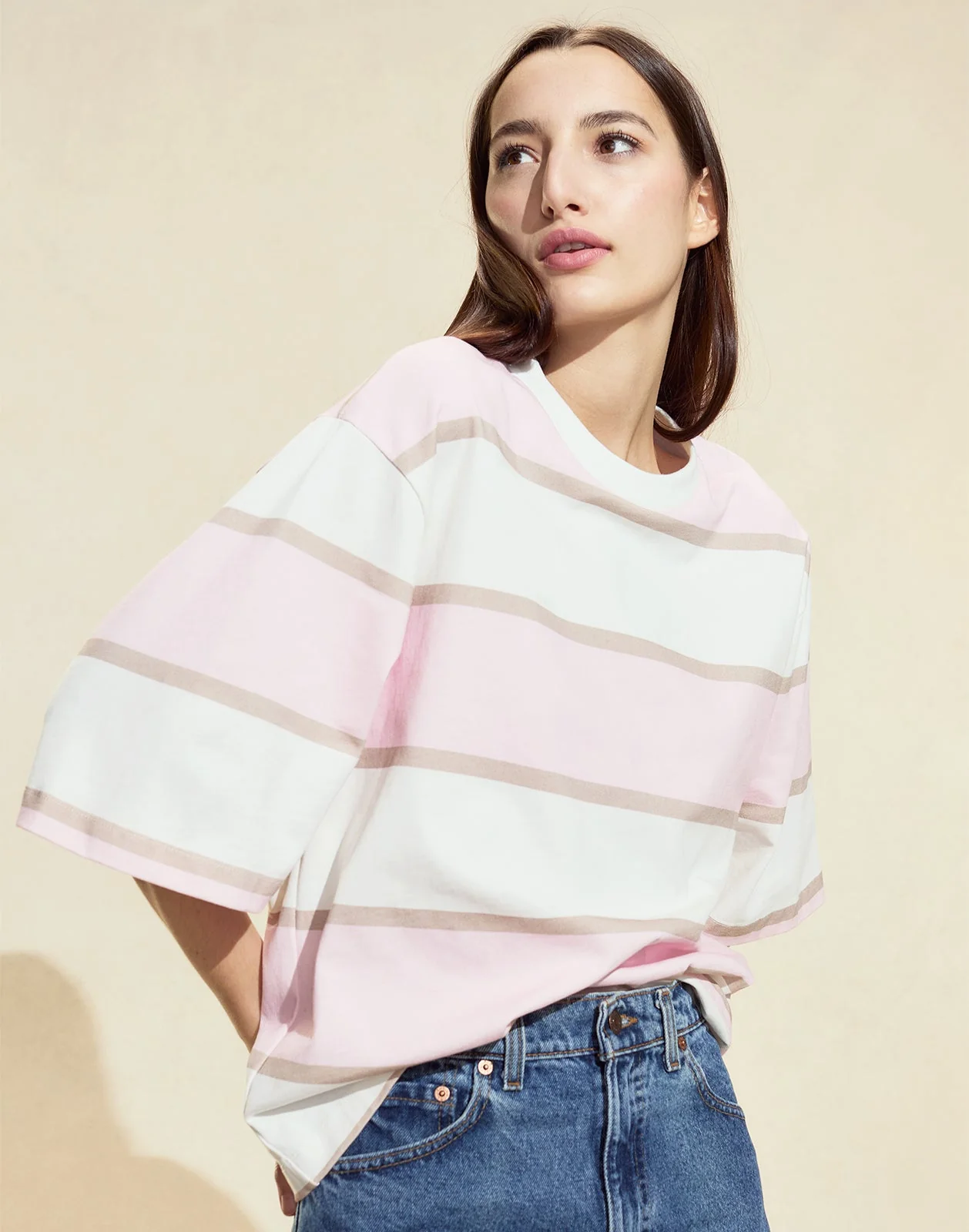 Cynthia Rowley Malibu Striped Tee - Pink/White - Image 5