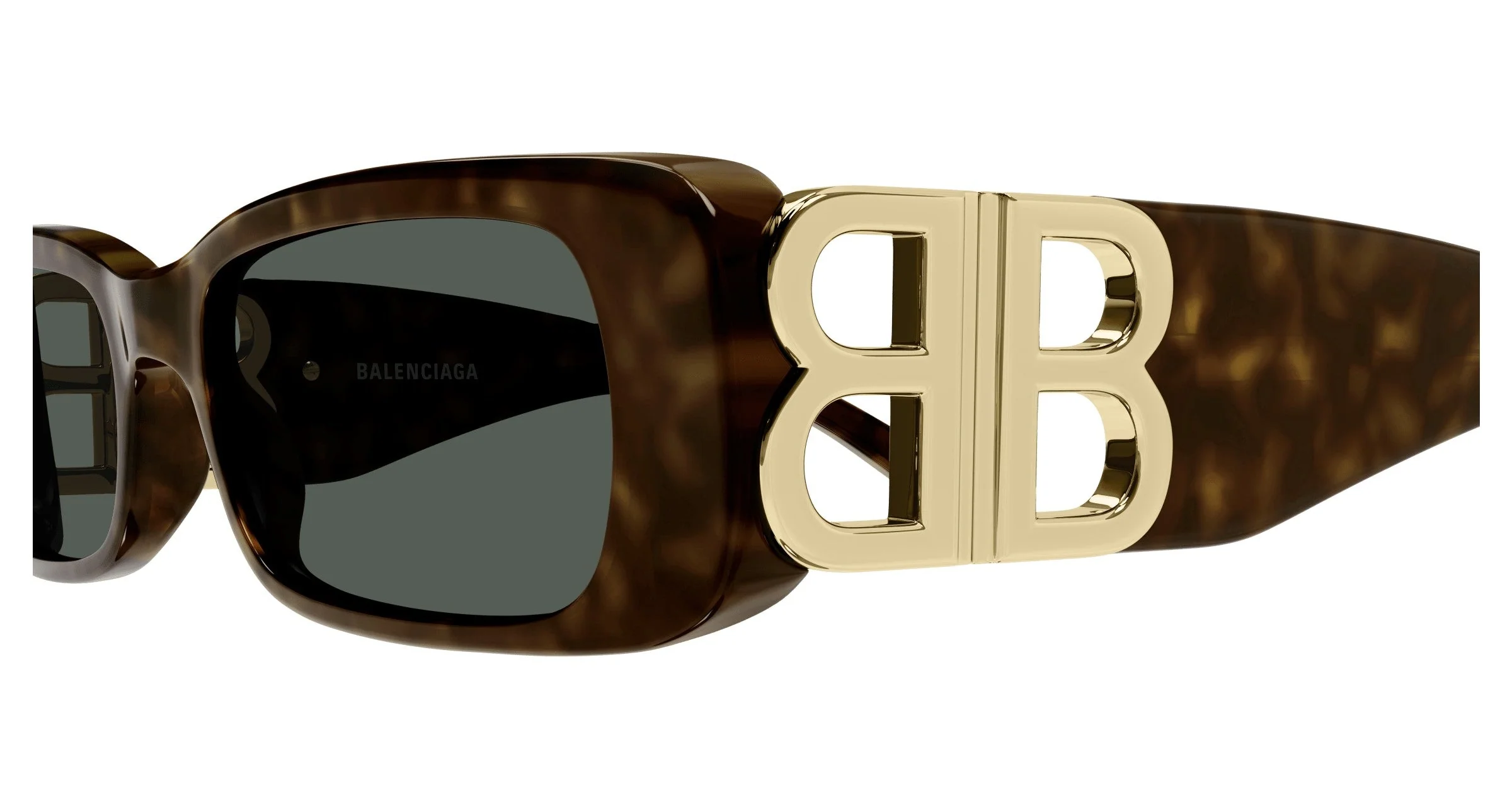 Balenciaga Dynasty Rectangle Sunglasses - Havana/Gold - Image 3