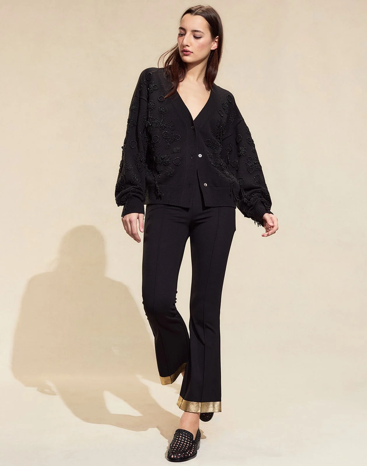 Cynthia Rowley Paloma Boyfriend Cardigan - Black - Image 2