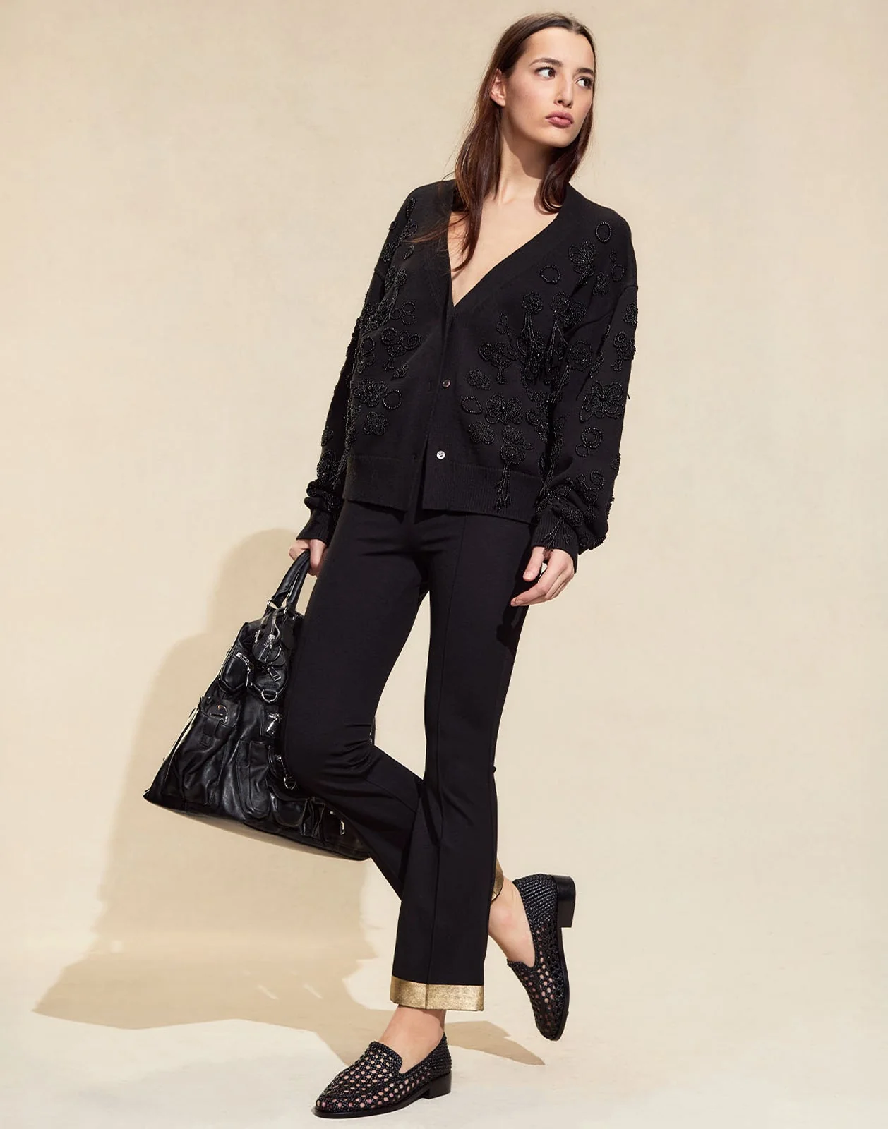 Cynthia Rowley Paloma Boyfriend Cardigan - Black - Image 4