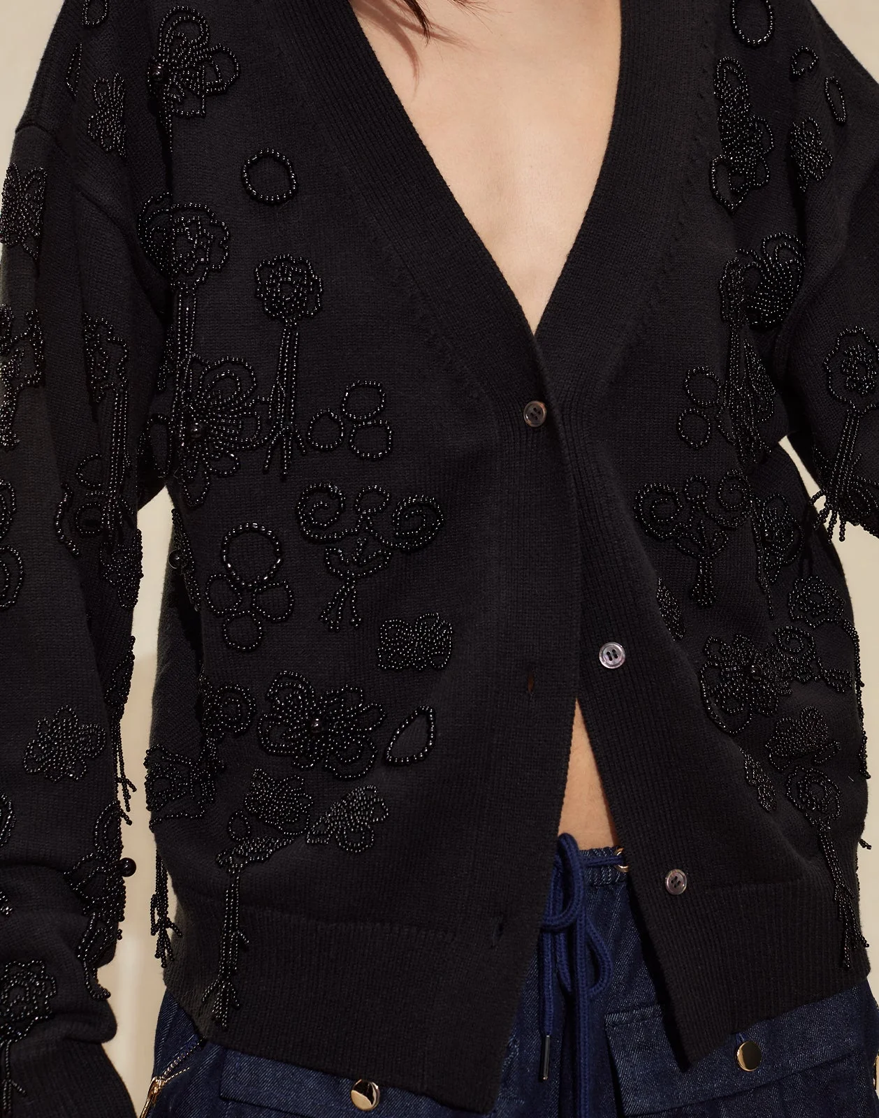 Cynthia Rowley Paloma Boyfriend Cardigan - Black - Image 6