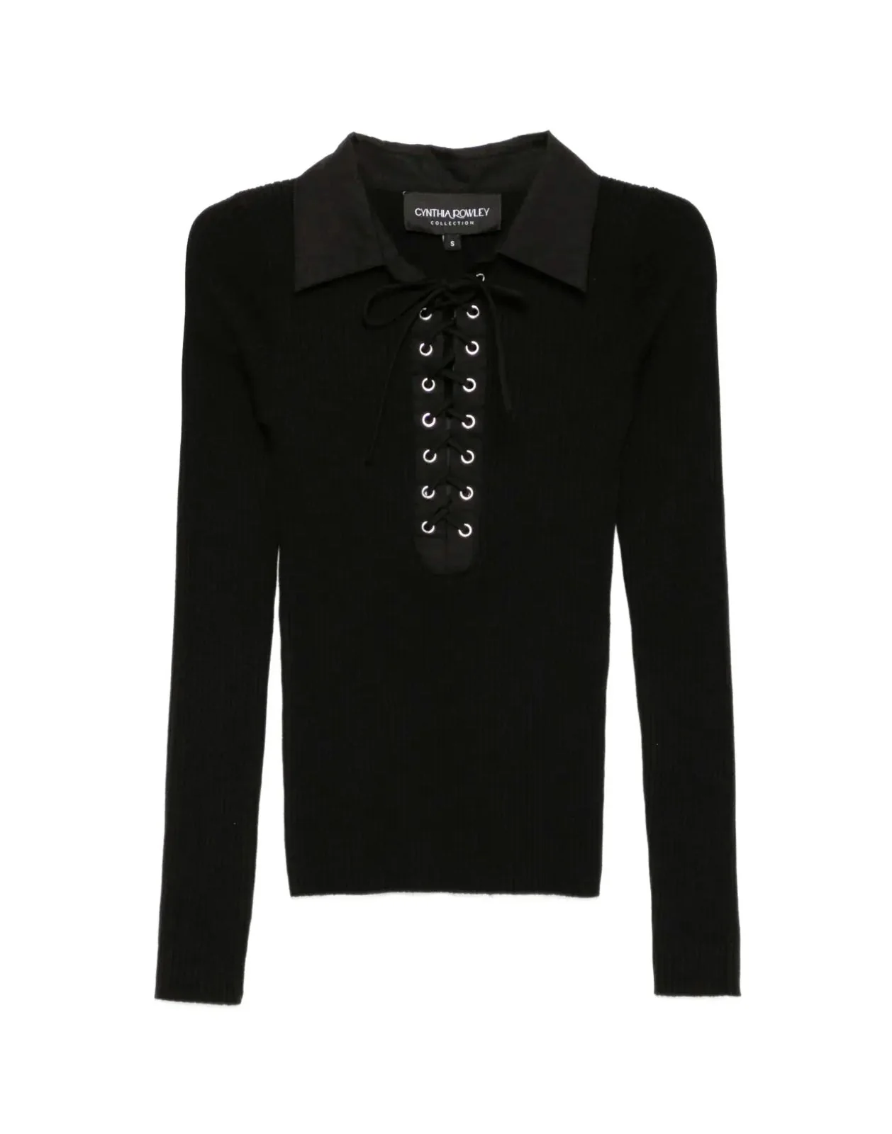 Cynthia Rowley UES Rib Knit Polo - Black - Image 6