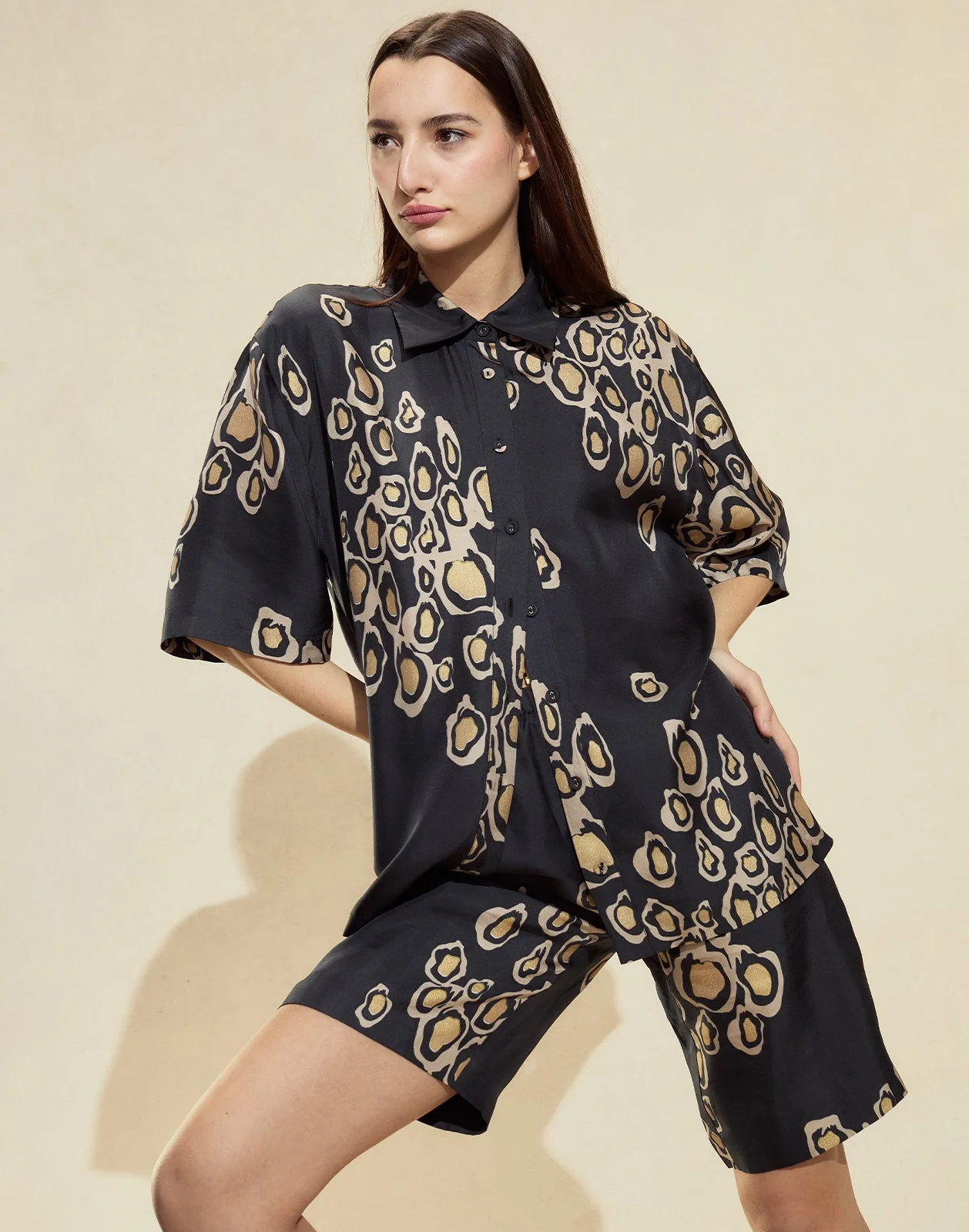 Cynthia Rowley Amalfi Gold Foil Shorts - Black/Gold - Image 3