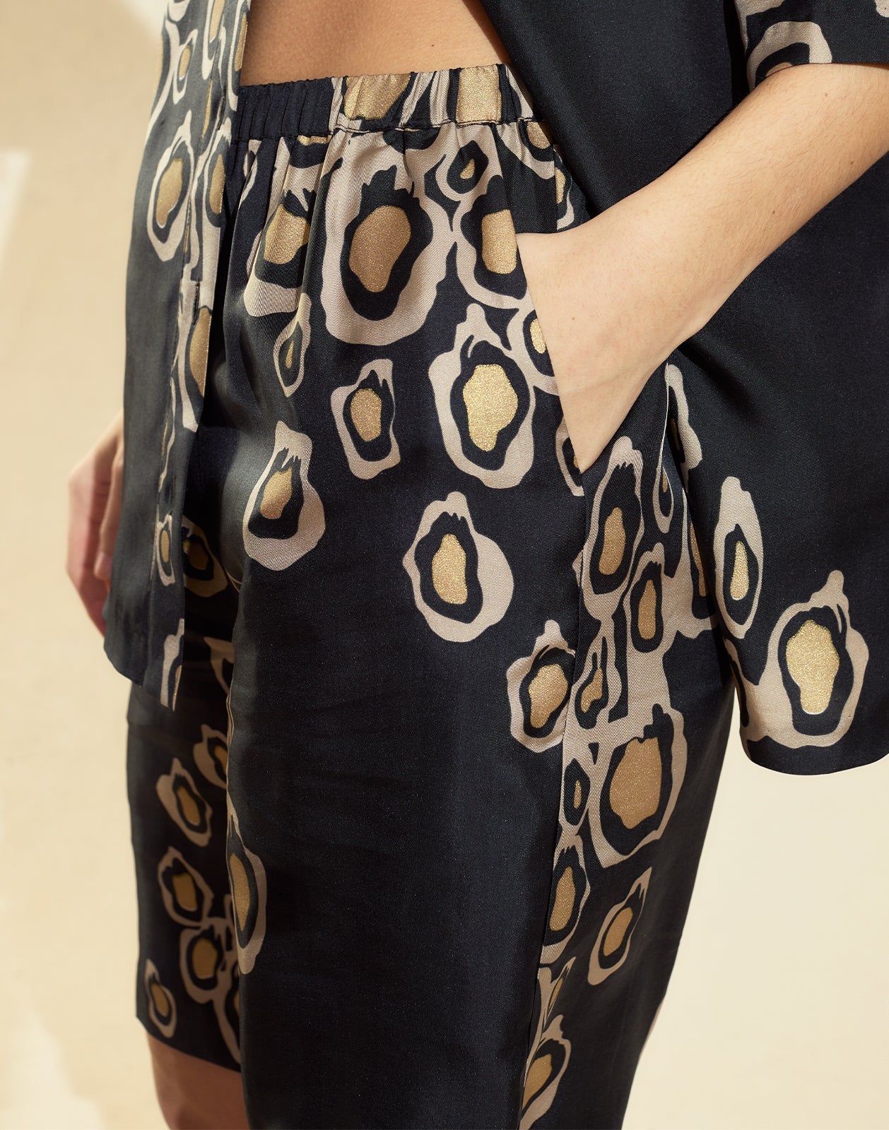 Cynthia Rowley Amalfi Gold Foil Shorts - Black/Gold - Image 4