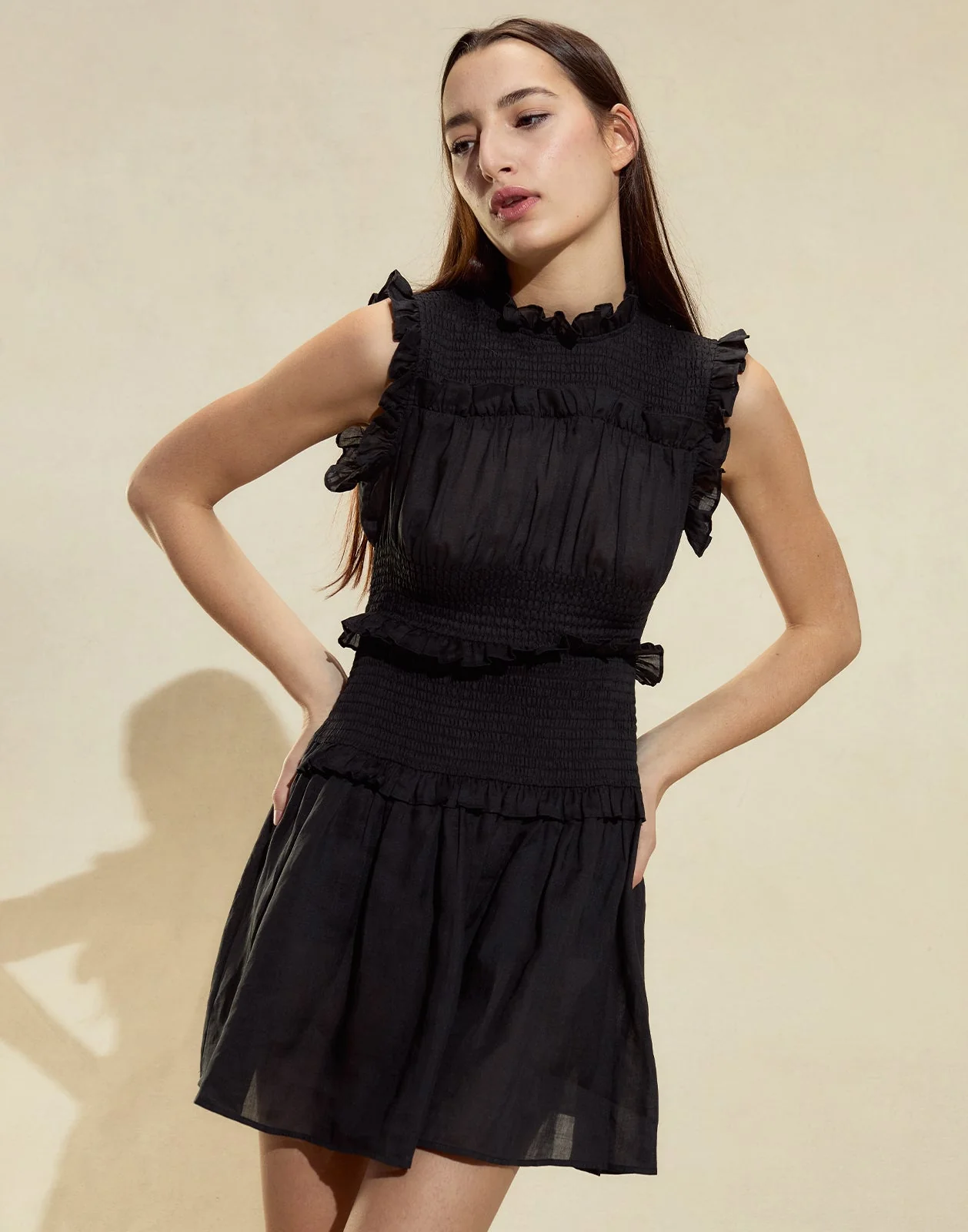 Cynthia Rowley Ramie Mini Dress - Black - Image 2