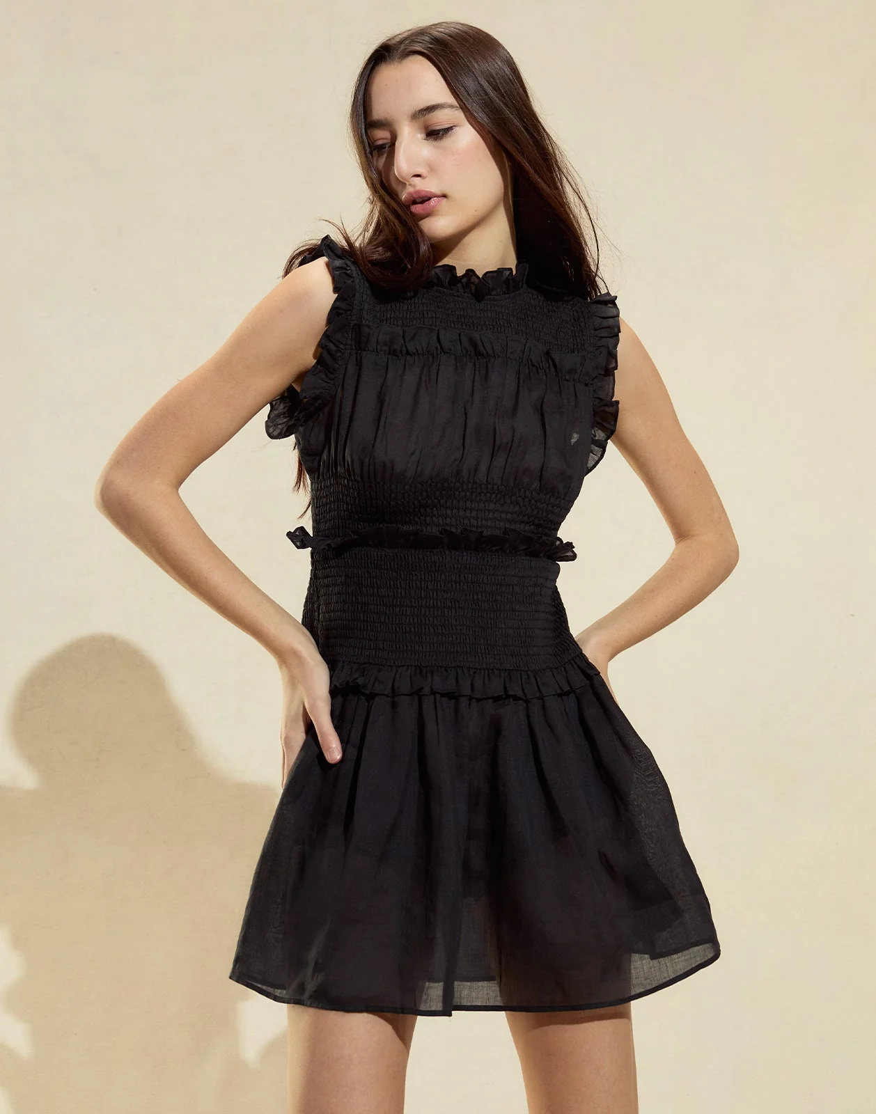 Cynthia Rowley Ramie Mini Dress - Black - Image 4