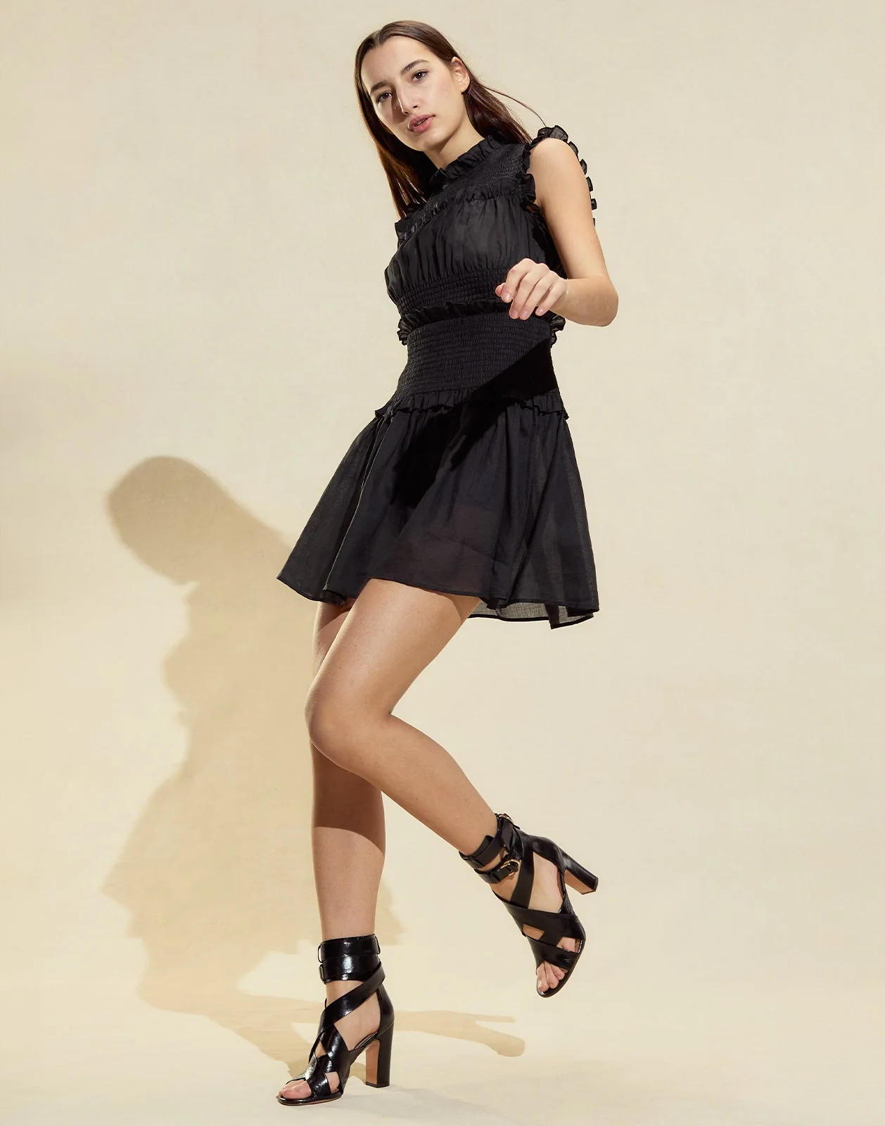 Cynthia Rowley Ramie Mini Dress - Black - Image 5
