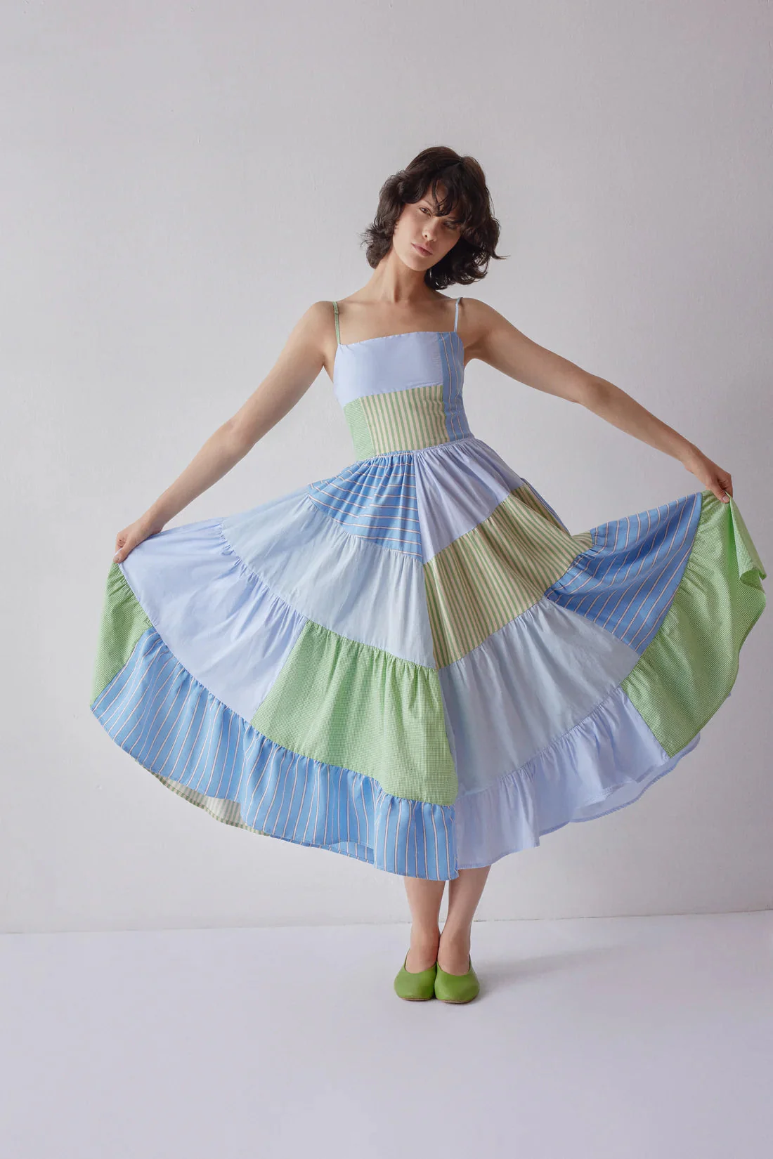 OhSevenDays Darcy Dress - Blue Patchwork - Image 4