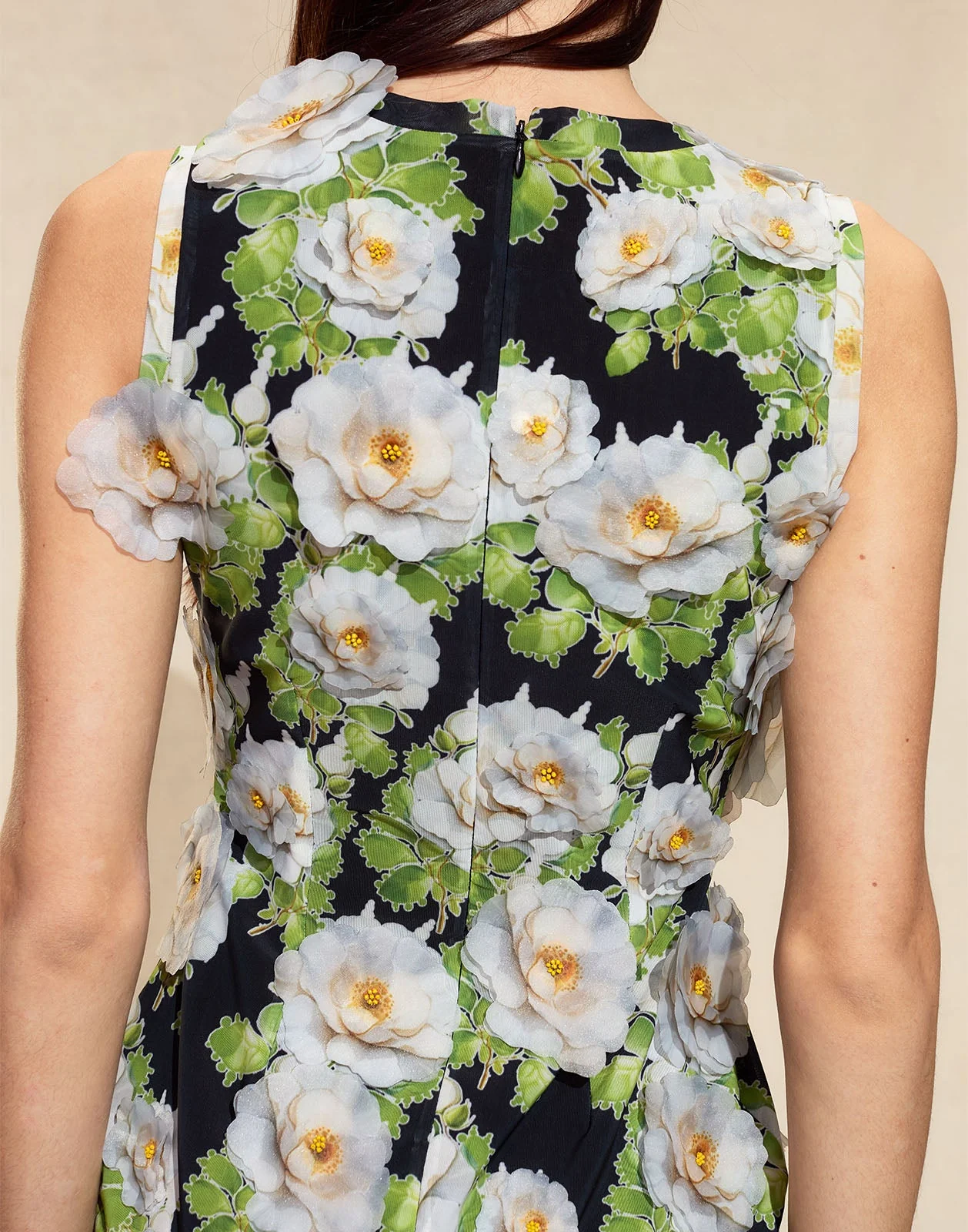 Cynthia Rowley Cornelia Appliqué Mini Dress - Black Floral - Image 6
