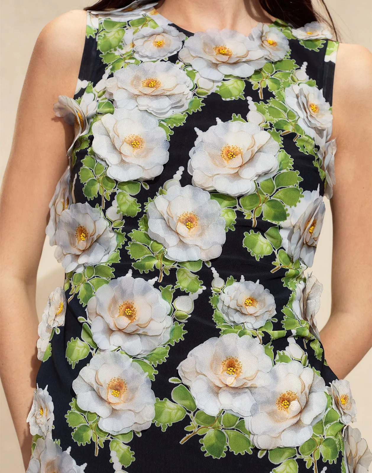 Cynthia Rowley Cornelia Appliqué Mini Dress - Black Floral - Image 7