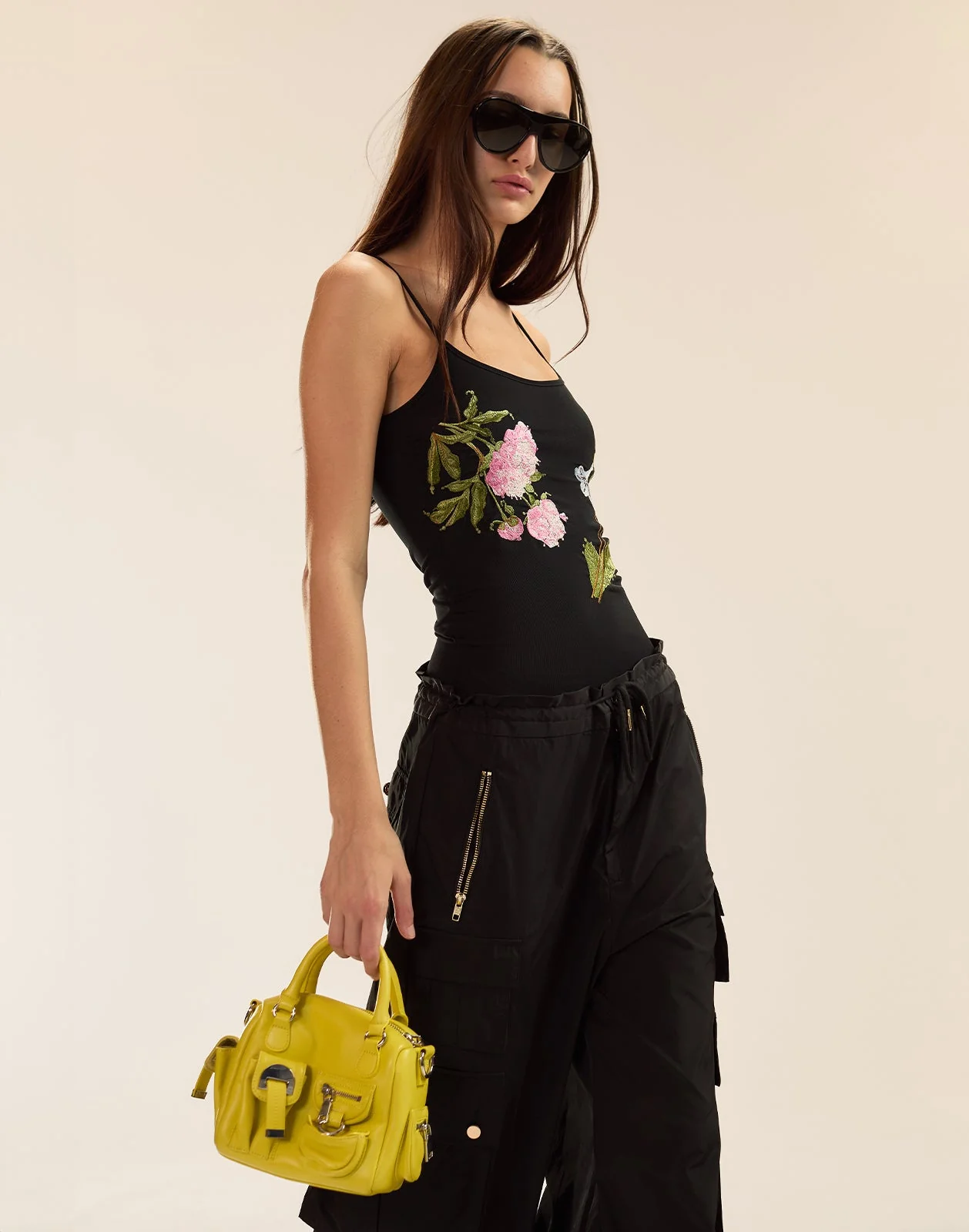 Cynthia Rowley Wildflower Embroidered Shell Top - Black - Image 4