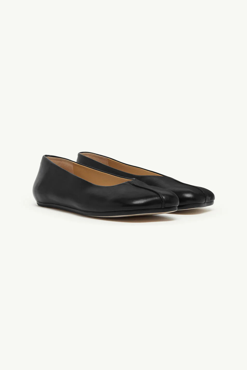 MM6 Maison Margiela Stitch-out Leather Ballerinas - Black - Image 4