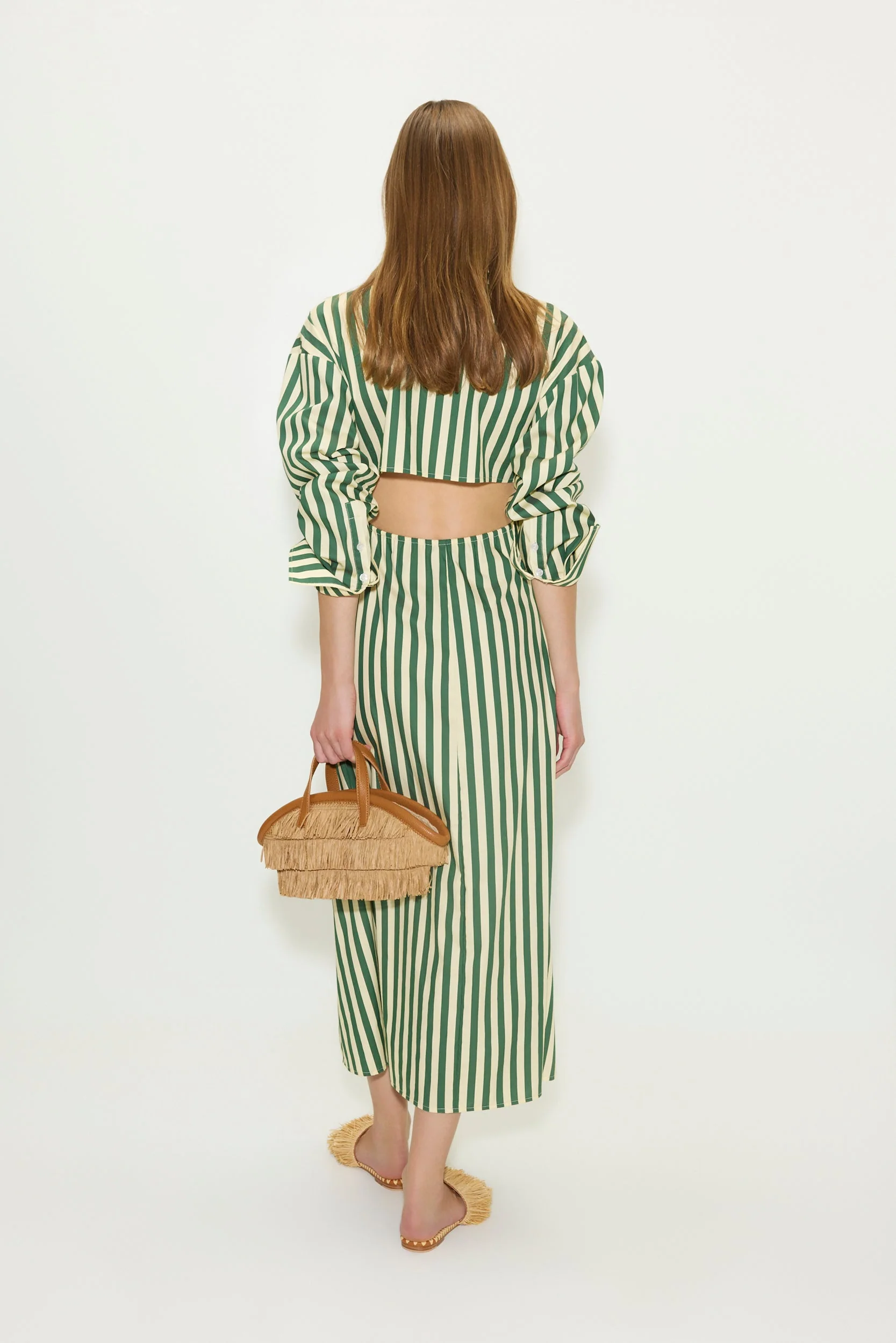 Simon Miller Loch Poplin Maxi Dress - Gummy Green/Ecru - Image 3