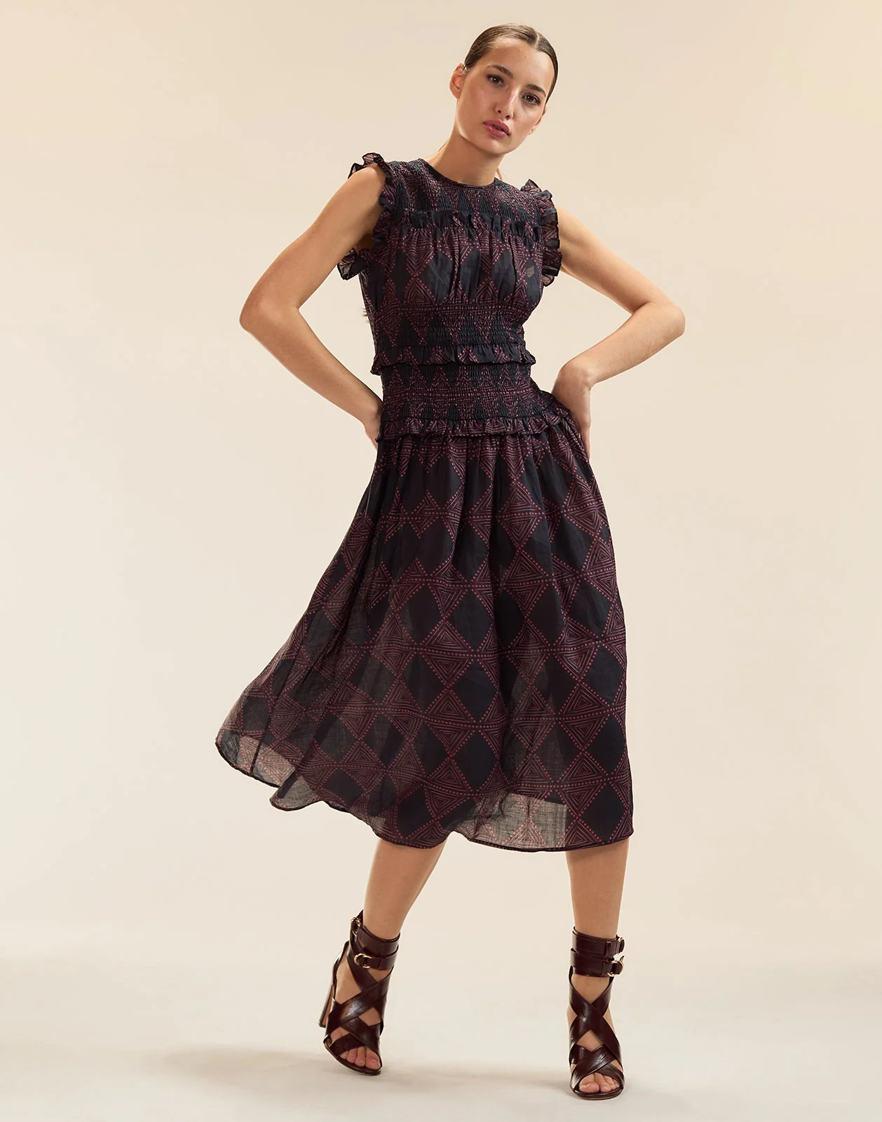 Cynthia Rowley Tulum Ramie Dress - NAVRED - Image 2