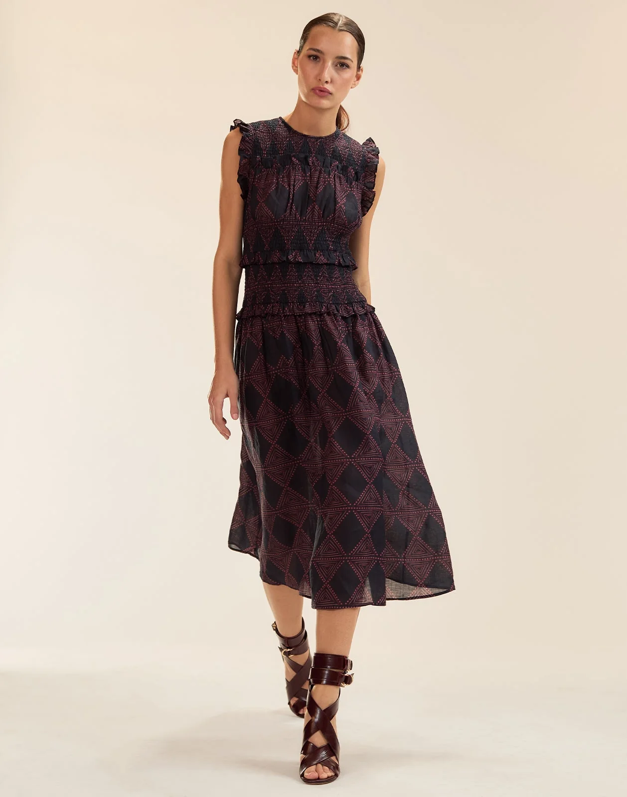 Cynthia Rowley Tulum Ramie Dress - NAVRED - Image 4