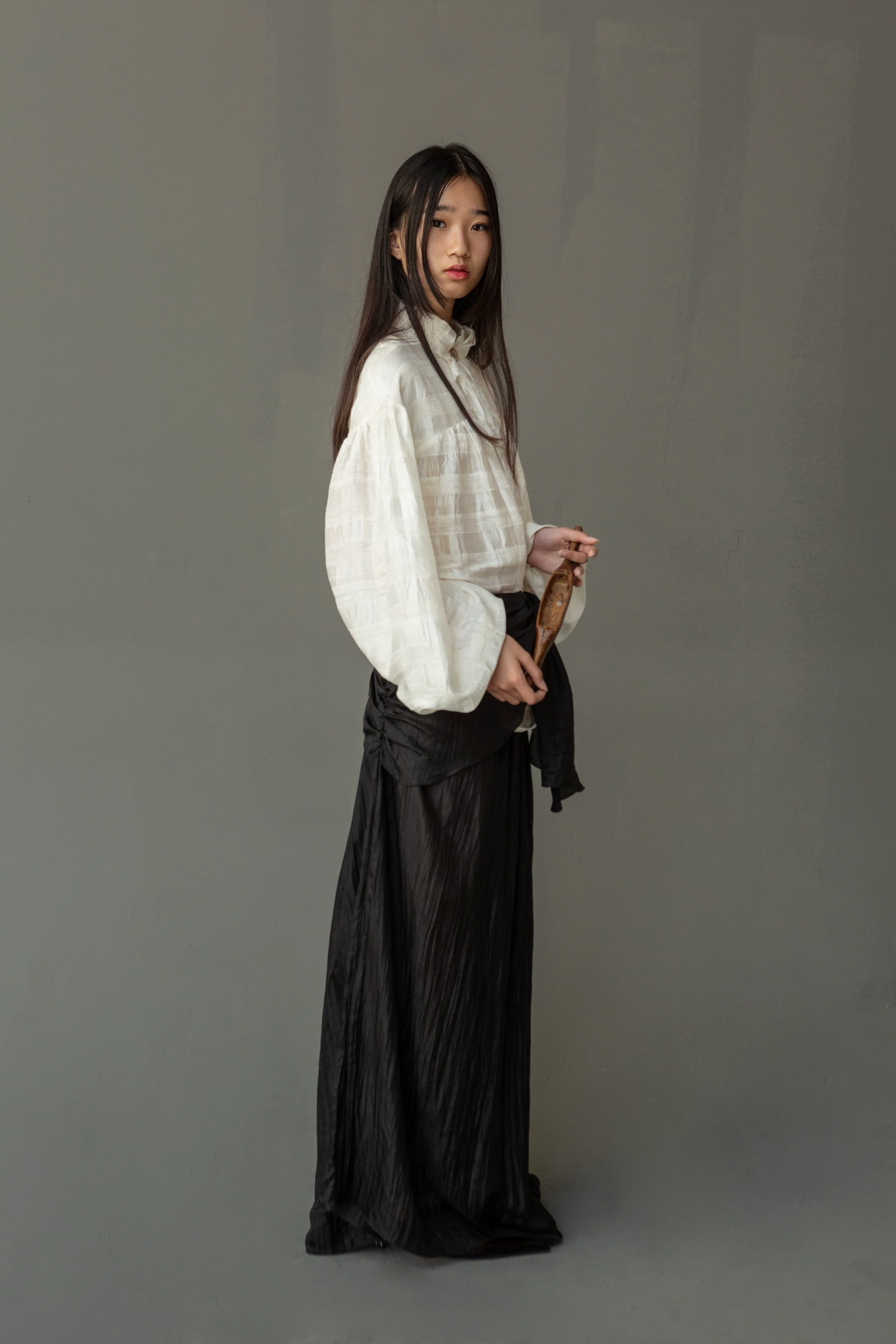 K M by L A N G E Silk Long Sleeve Blouse - White - Image 10