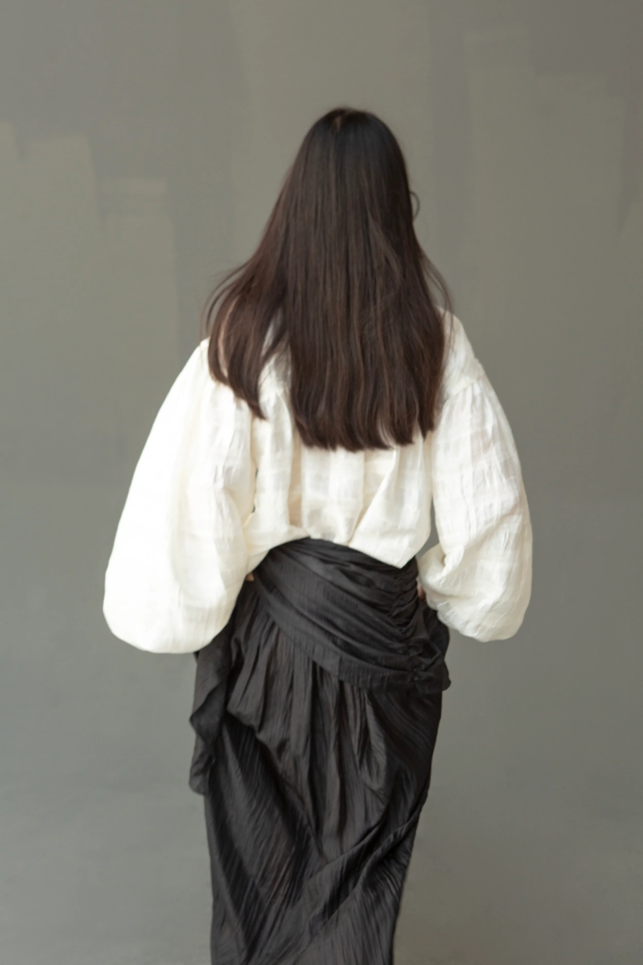 K M by L A N G E Silk Long Sleeve Blouse - White - Image 15