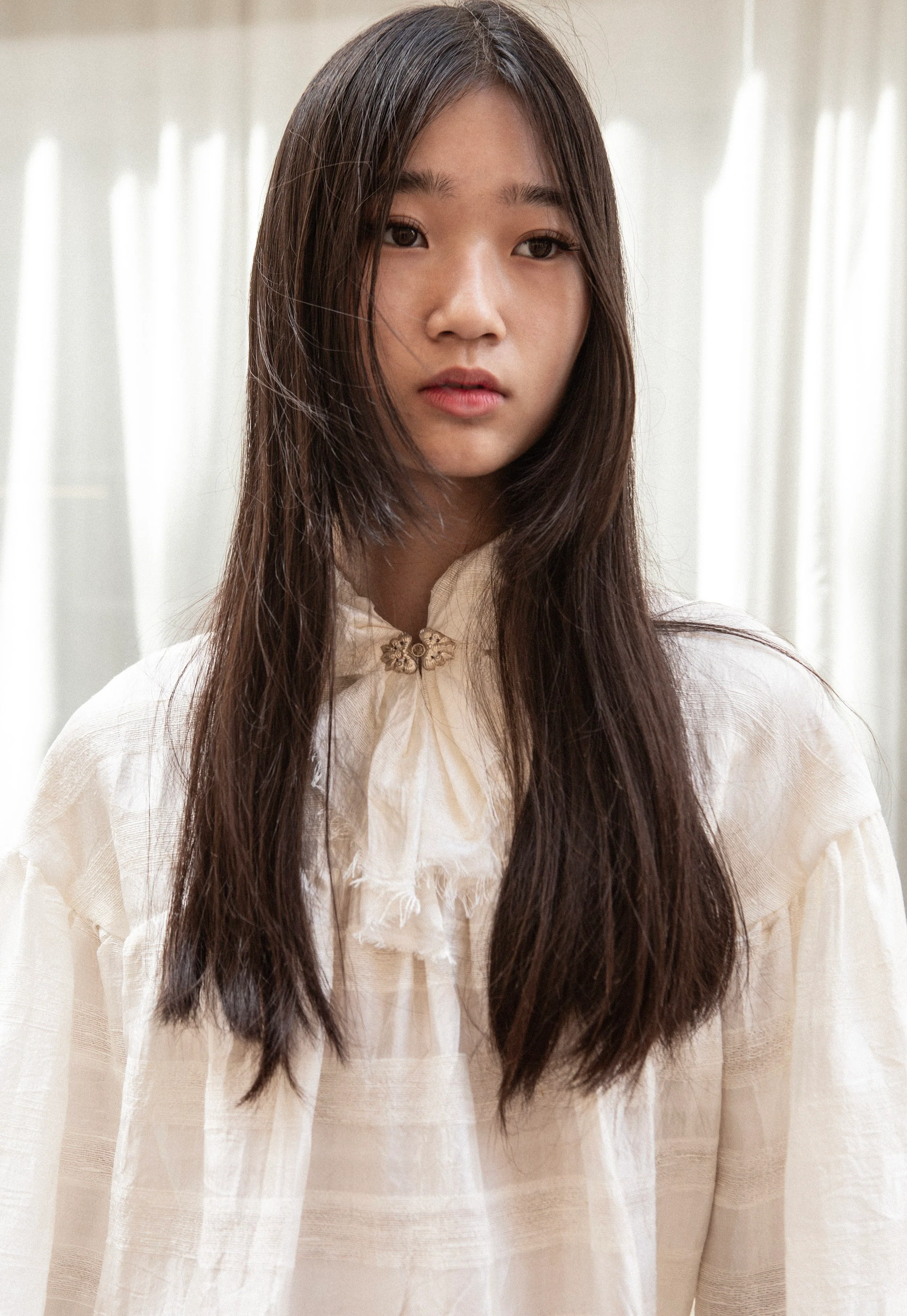K M by L A N G E Silk Long Sleeve Blouse - White - Image 6