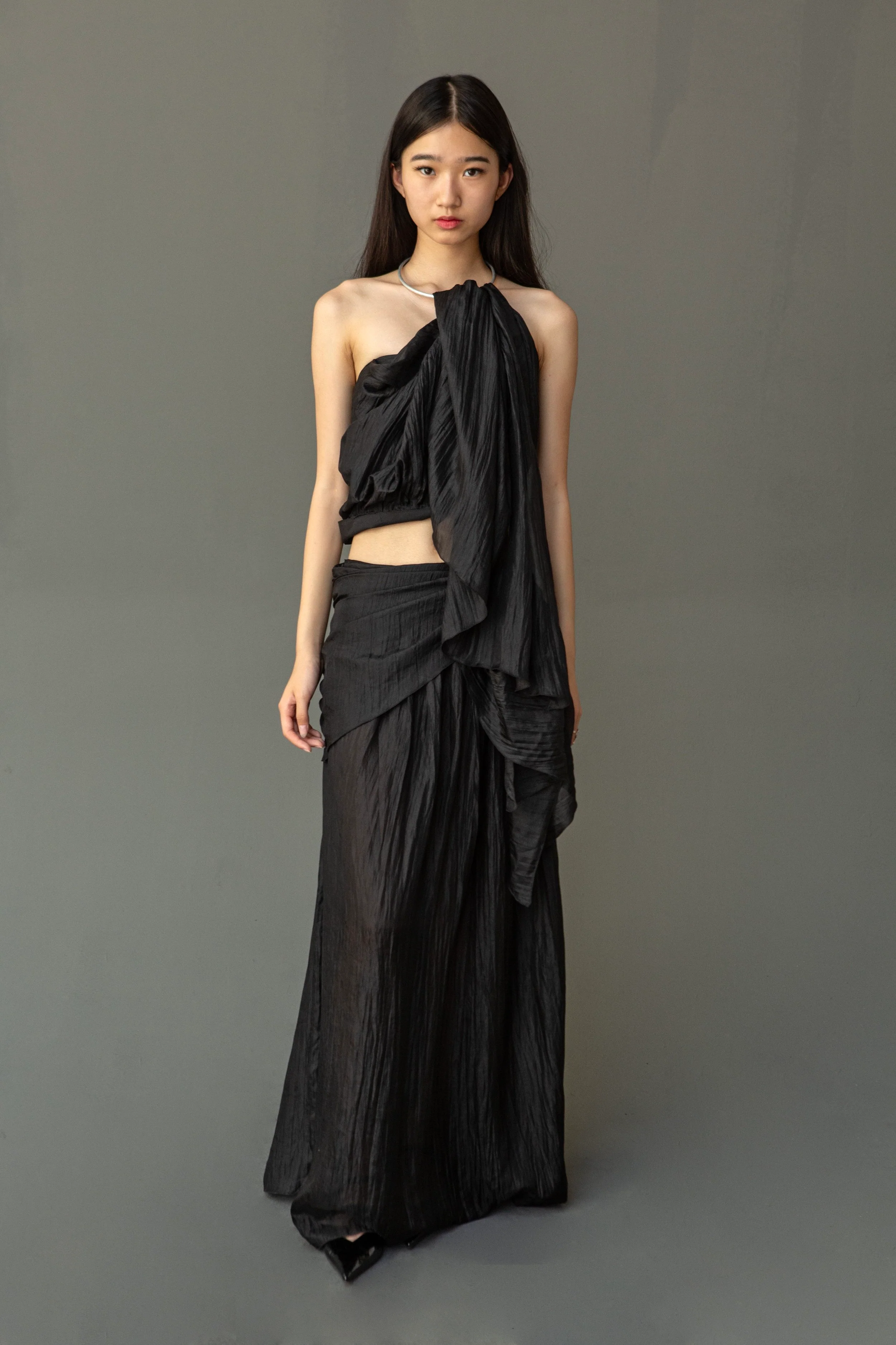 K M by L A N G E Pure Silk Deconstructed Top - Black - Image 14