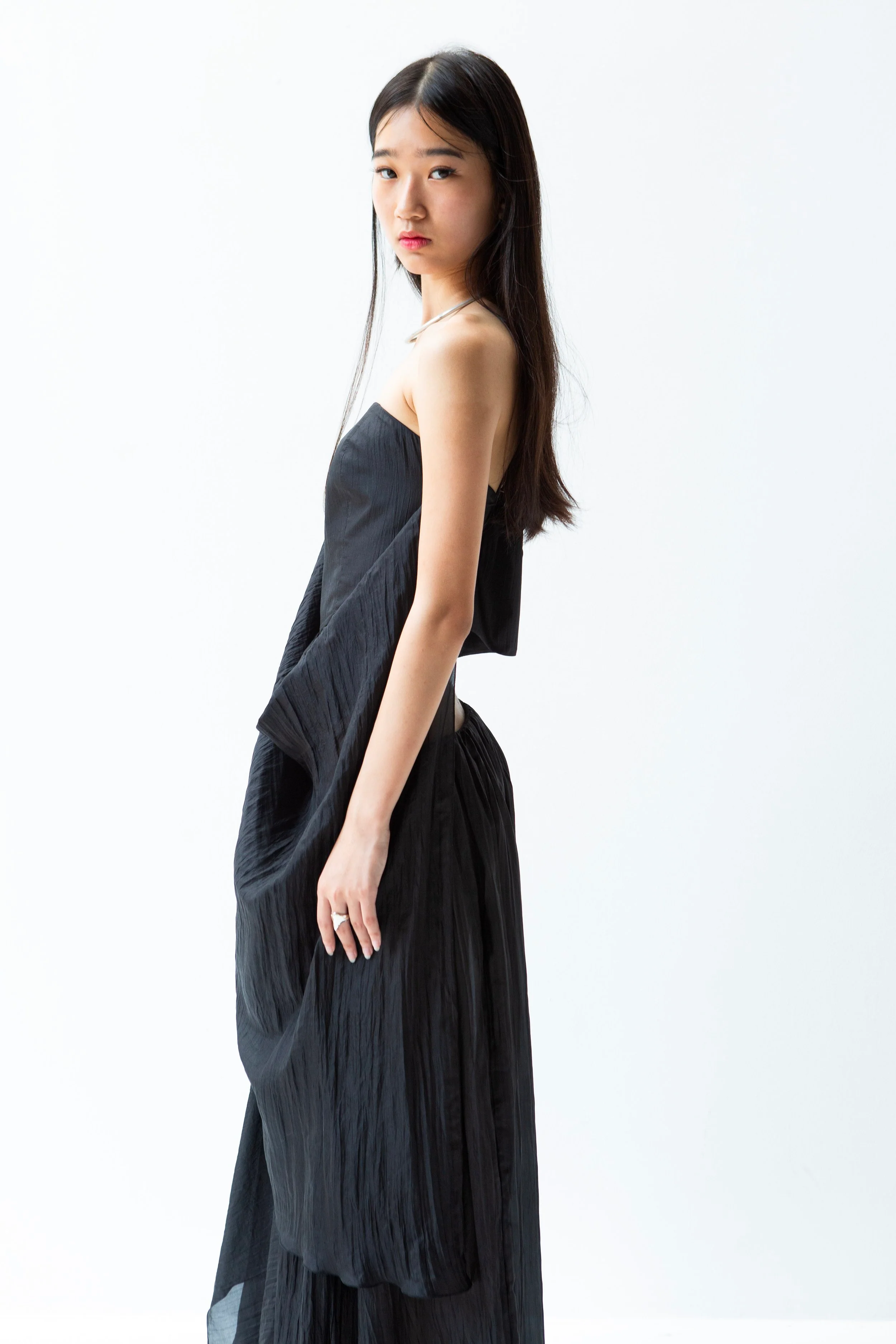 K M by L A N G E Pure Silk Deconstructed Top - Black - Image 15