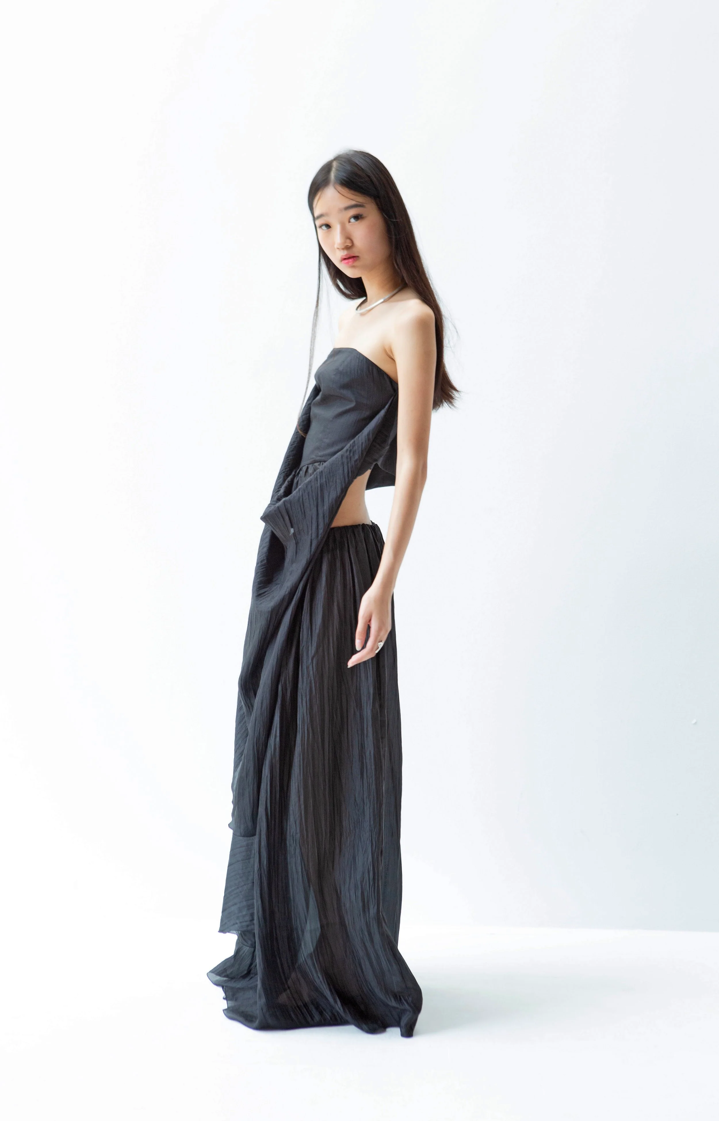 K M by L A N G E Pure Silk Deconstructed Top - Black - Image 16