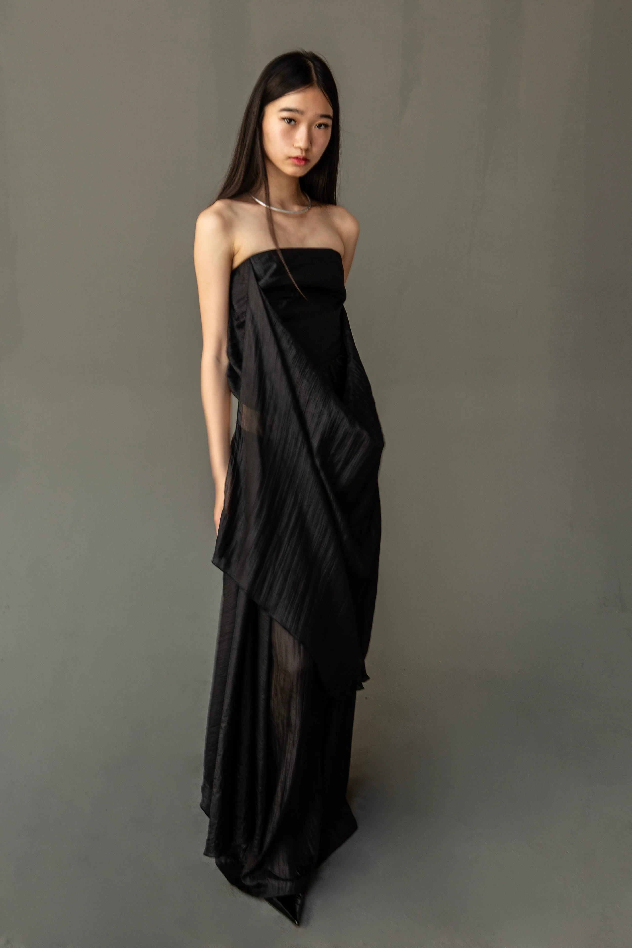 K M by L A N G E Pure Silk Deconstructed Top - Black - Image 6