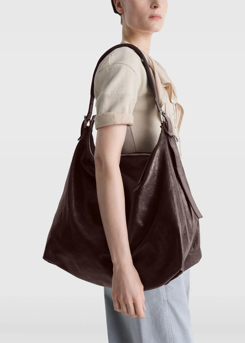 Lemaire Belted Hobo Bag - Espresso - Image 3