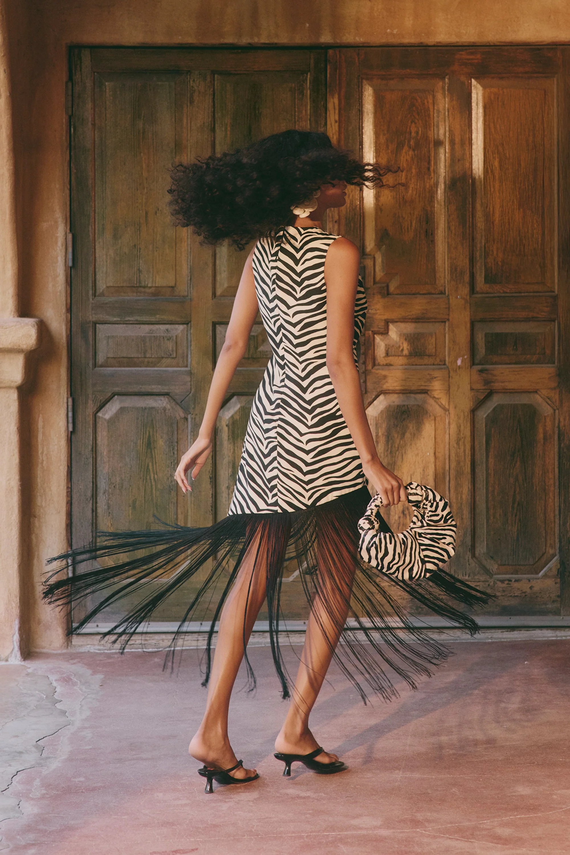 Simon Miller Casablanca Fringe Dress - Zebra Print - Image 3