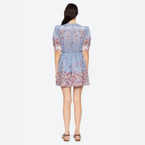 Sea NY Whitney Puff Mini Dress - Blue - Image 2