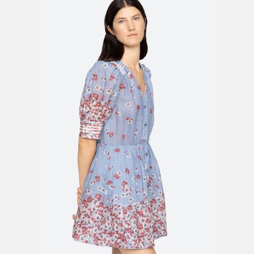 Sea NY Whitney Puff Mini Dress - Blue - Image 4