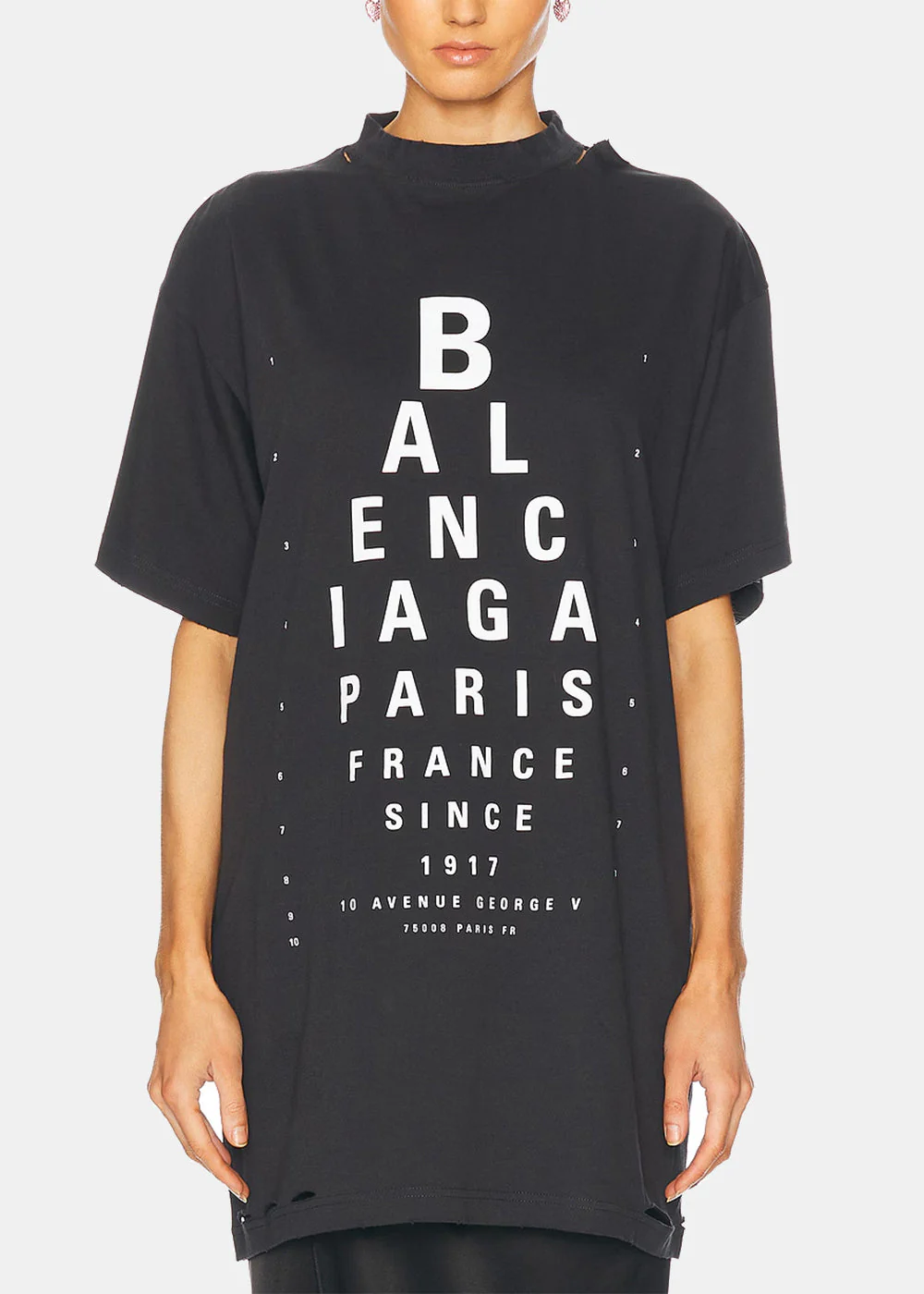Balenciaga Washed Black Optical T-Shirt - Washed Black/White - Image 3