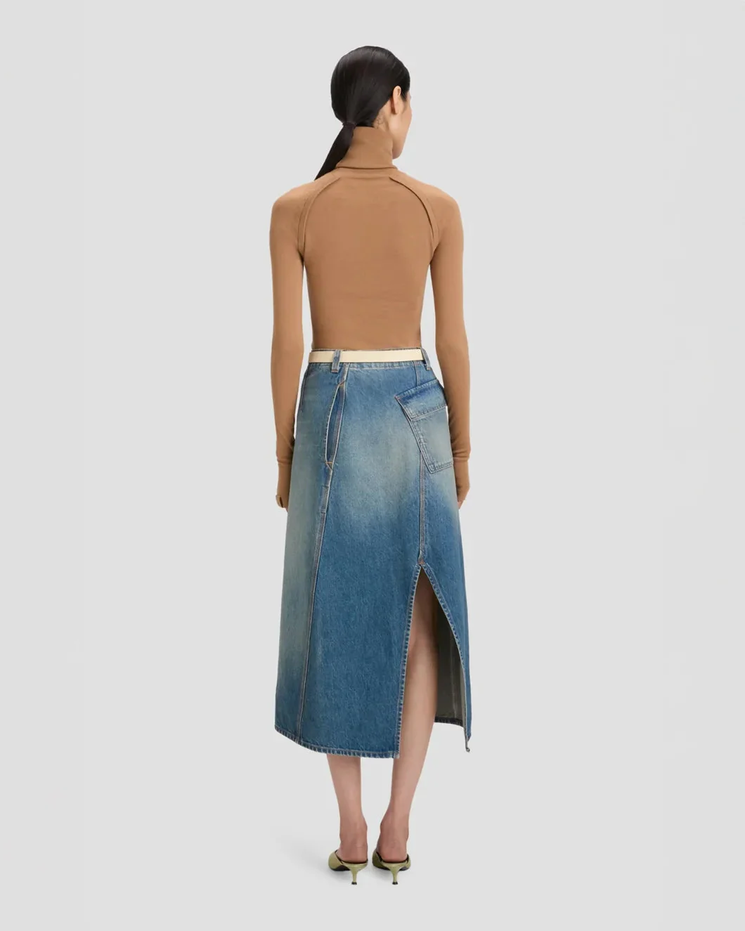 Victoria Beckham Asymmetric Utility Skirt - Medium Wash Denim - Image 5