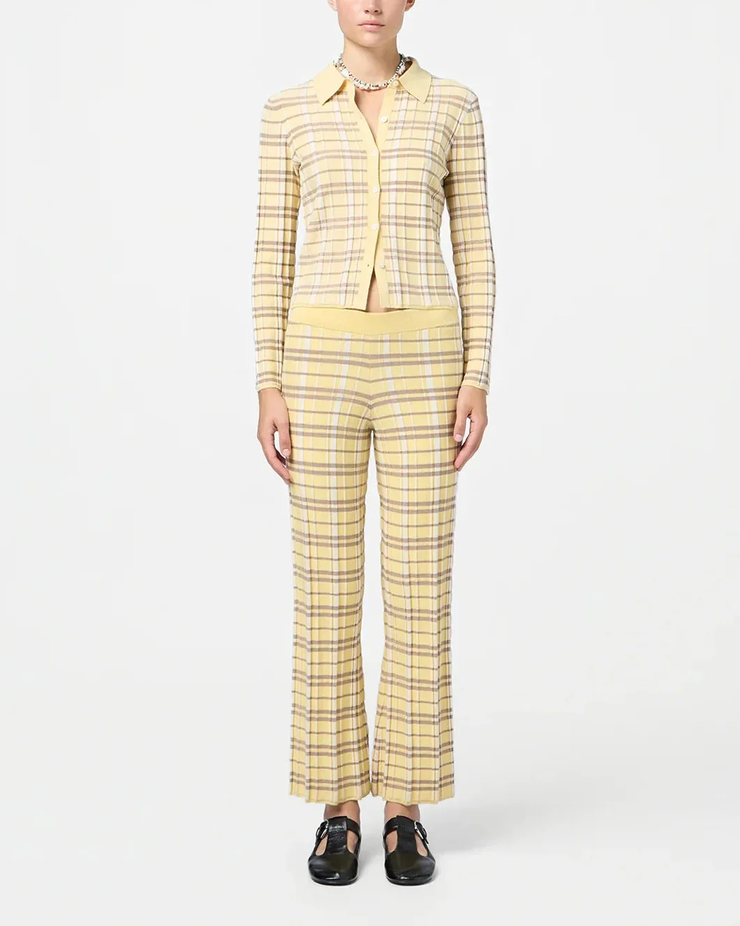 Guest in Residence Plaid Flare Pant - Yellow - Image 2