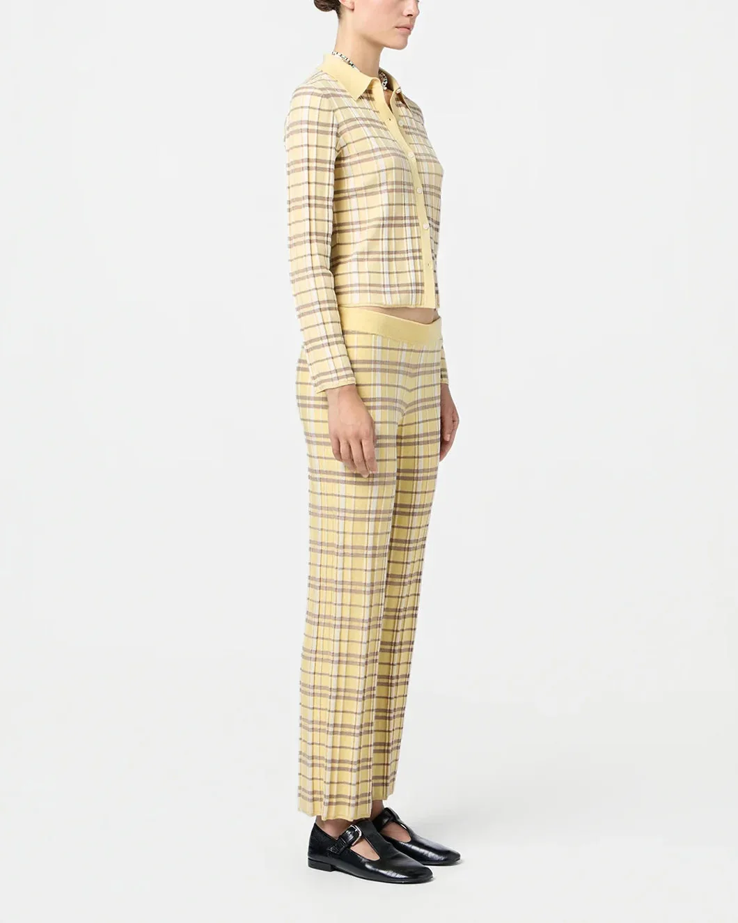 Guest in Residence Plaid Flare Pant - Yellow - Image 3