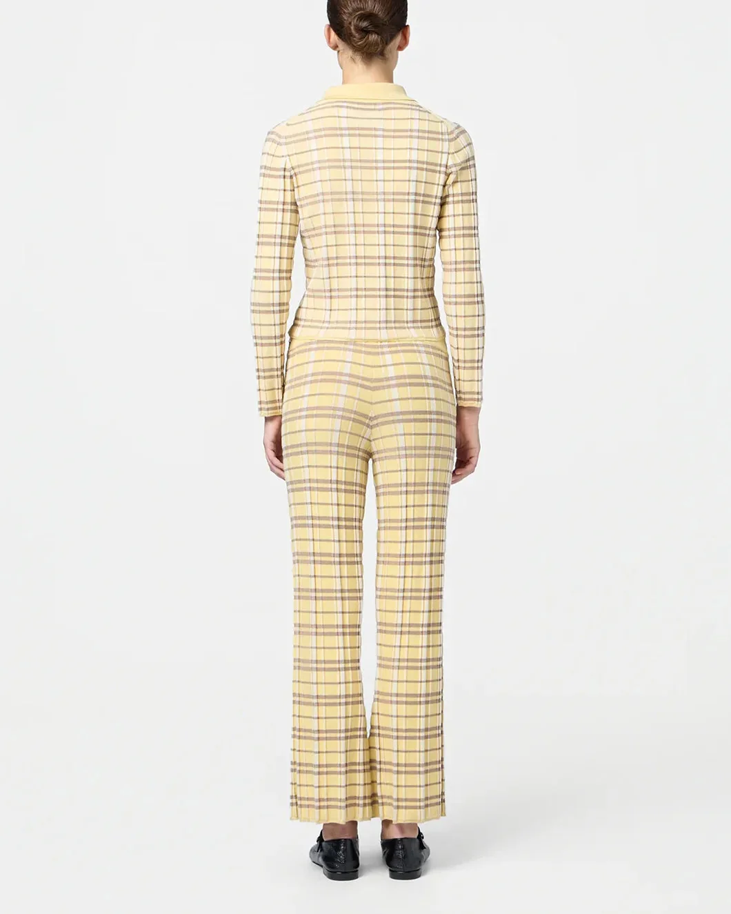 Guest in Residence Plaid Flare Pant - Yellow - Image 5
