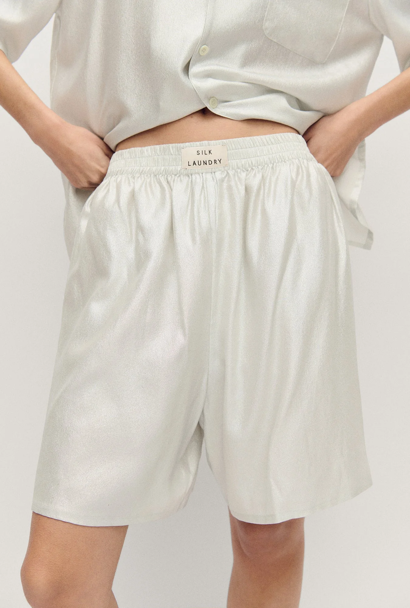 Silk Laundry Boxer Short - Silver Foil - Image 2